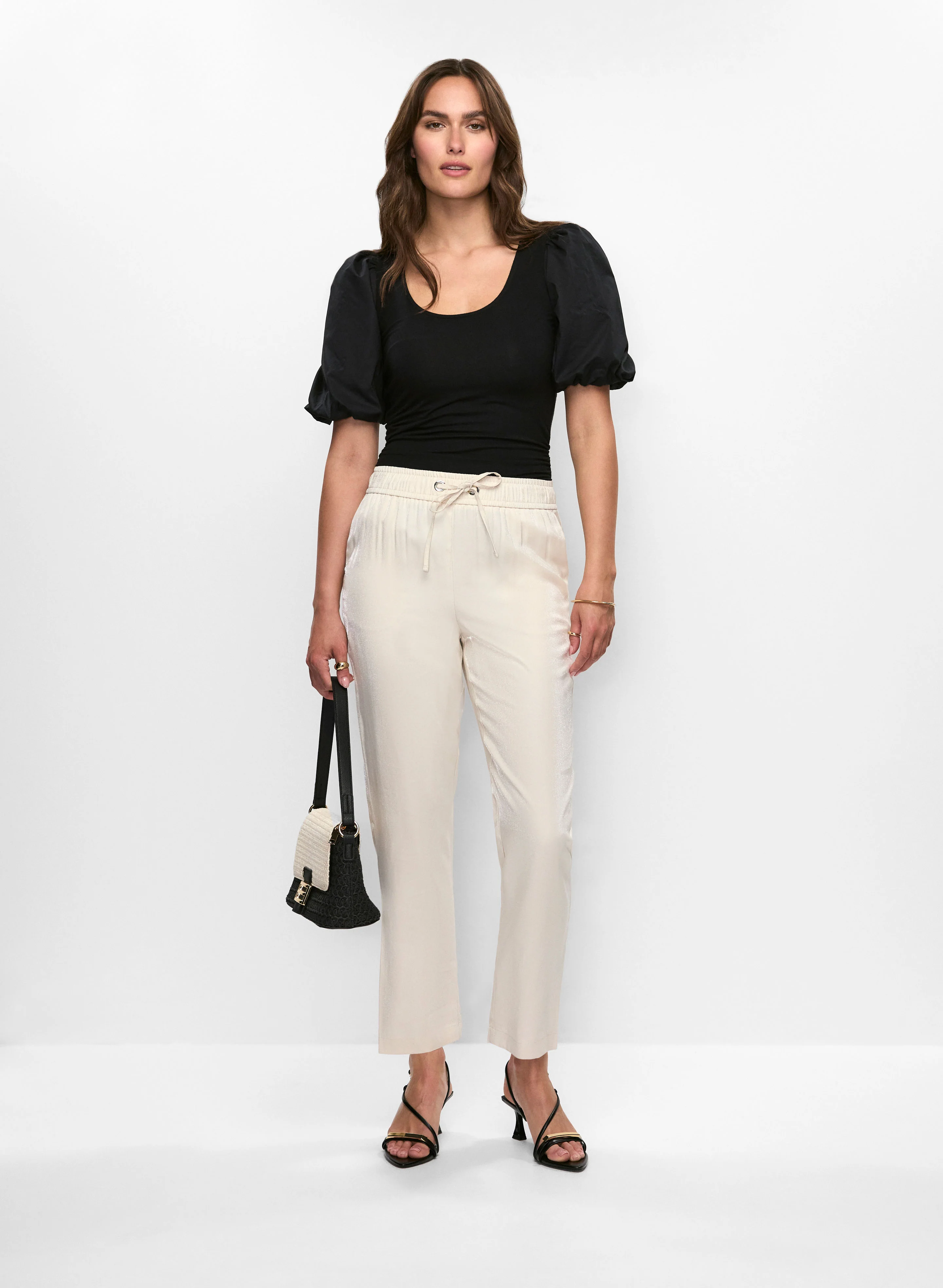 Puff Sleeve Top & Elastic Waist Pants