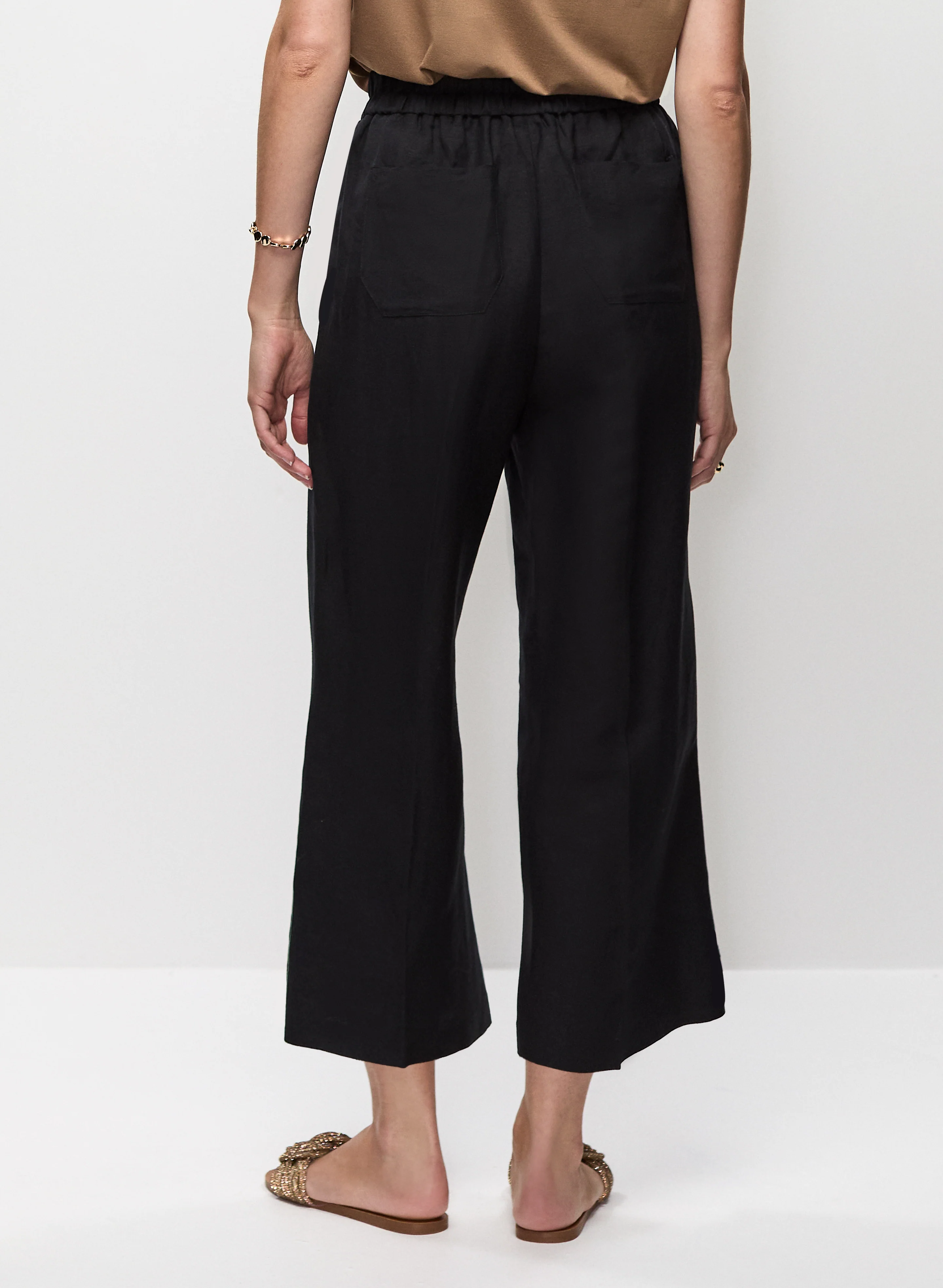 Pull-On Linen-Blend Culotte Pants - Image 2