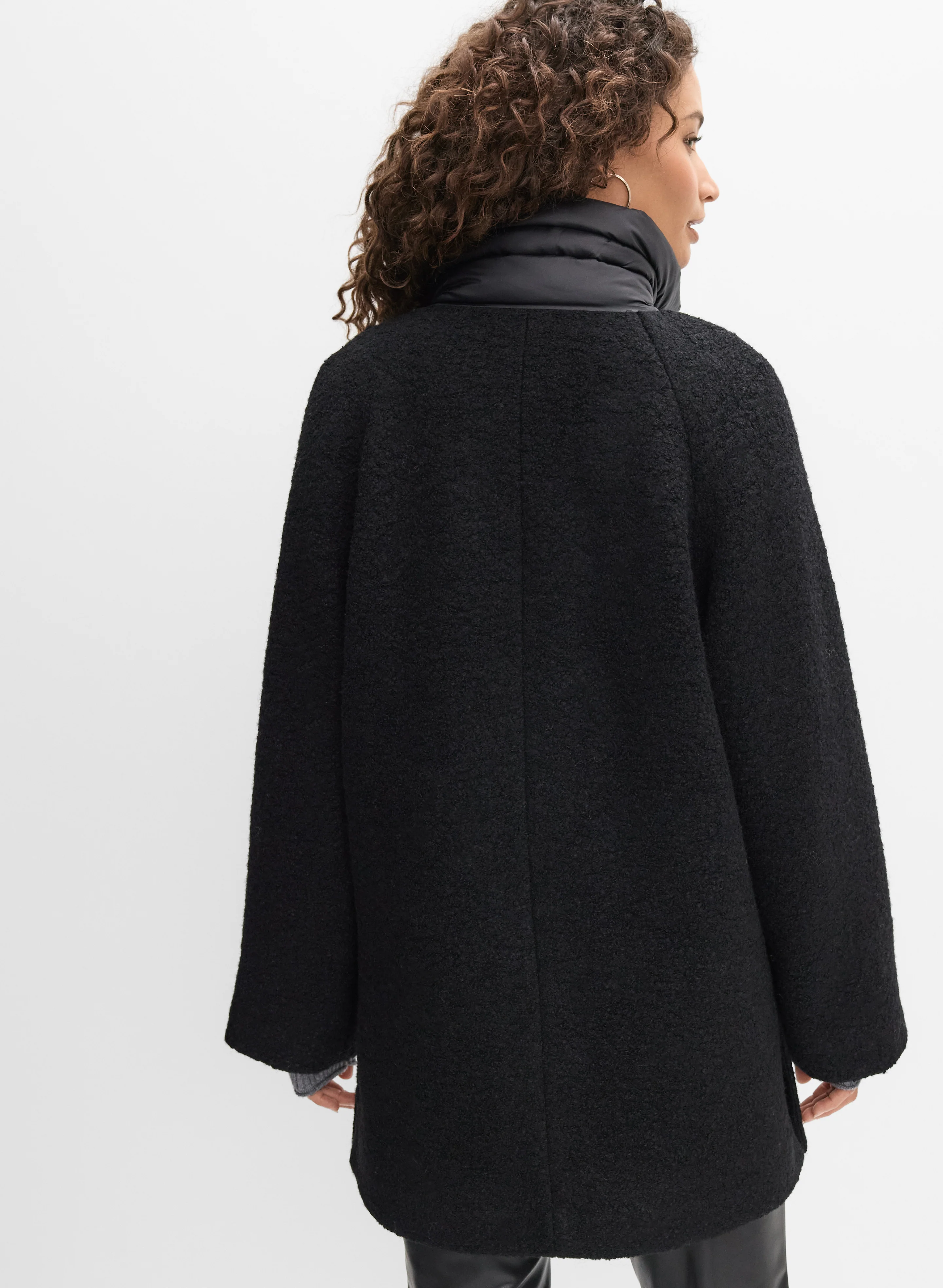 Quilted Detail Boiled Wool Coat - Image 6