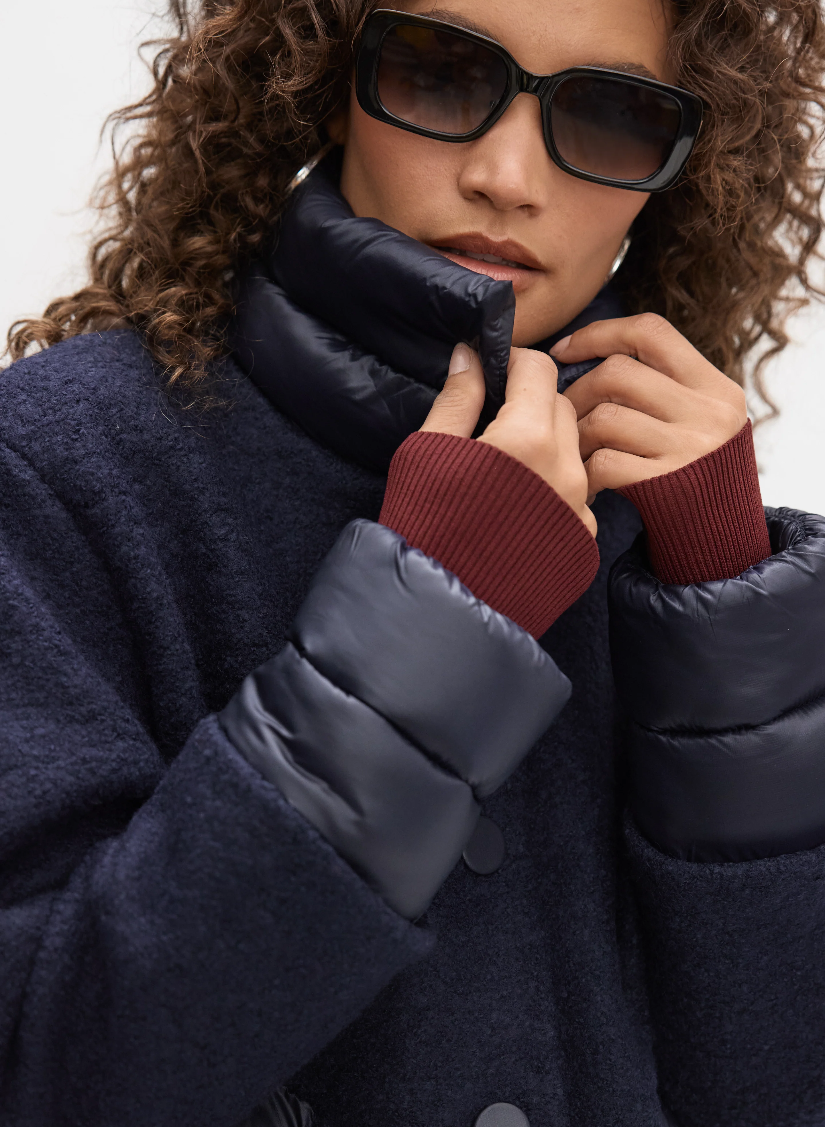 Quilted Detail Boiled Wool Coat - Image 2