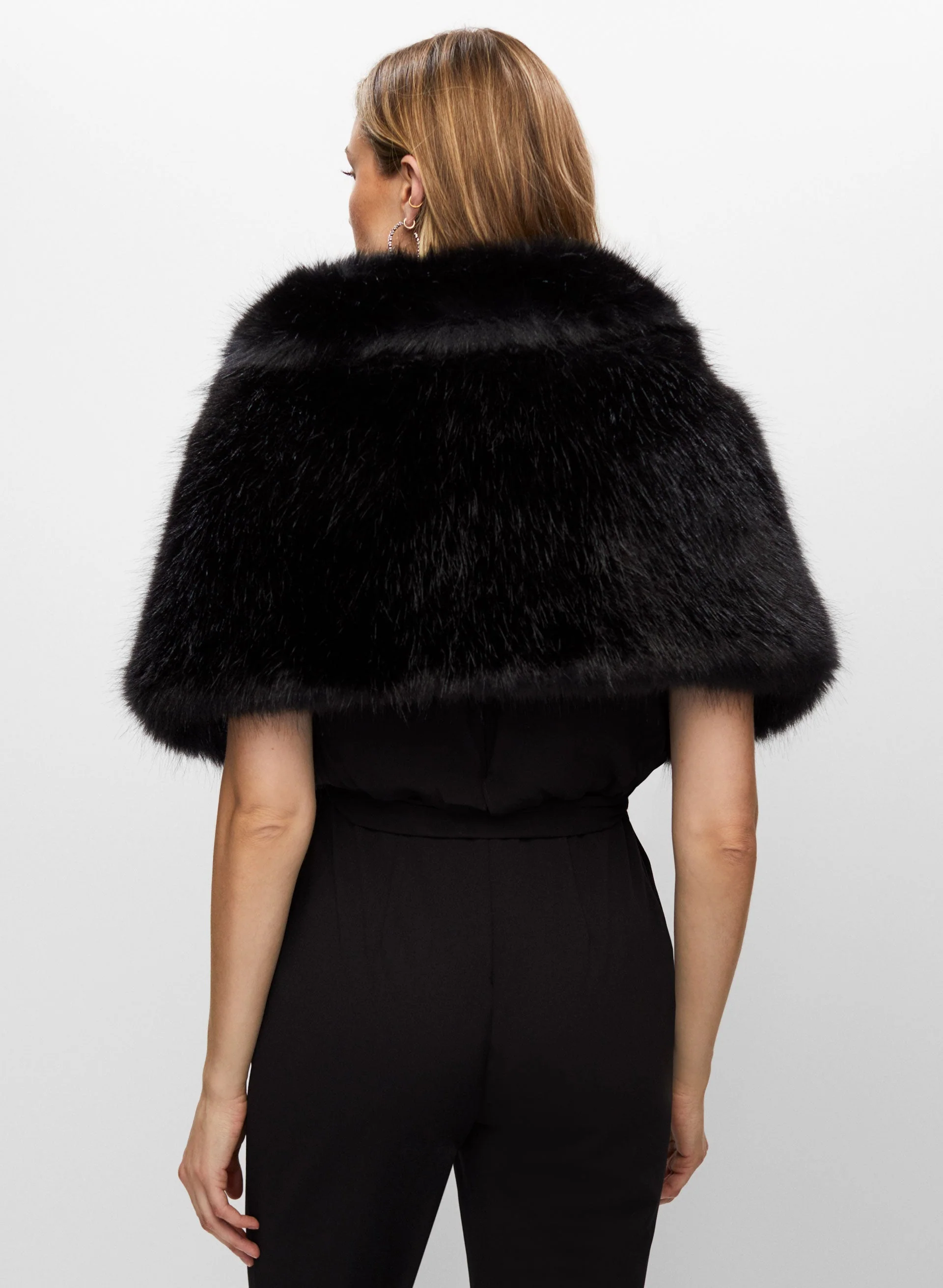 Rhinestone Clip Faux Fur Stole - Image 2