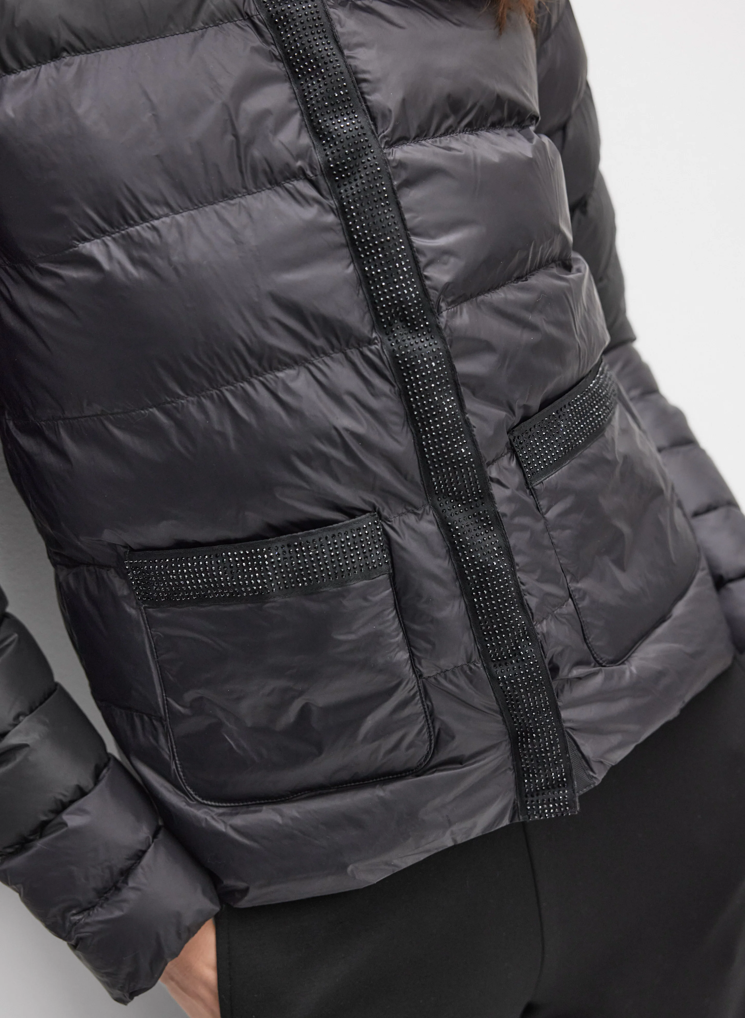 Rhinestone Detail Puffer Coat - Image 2