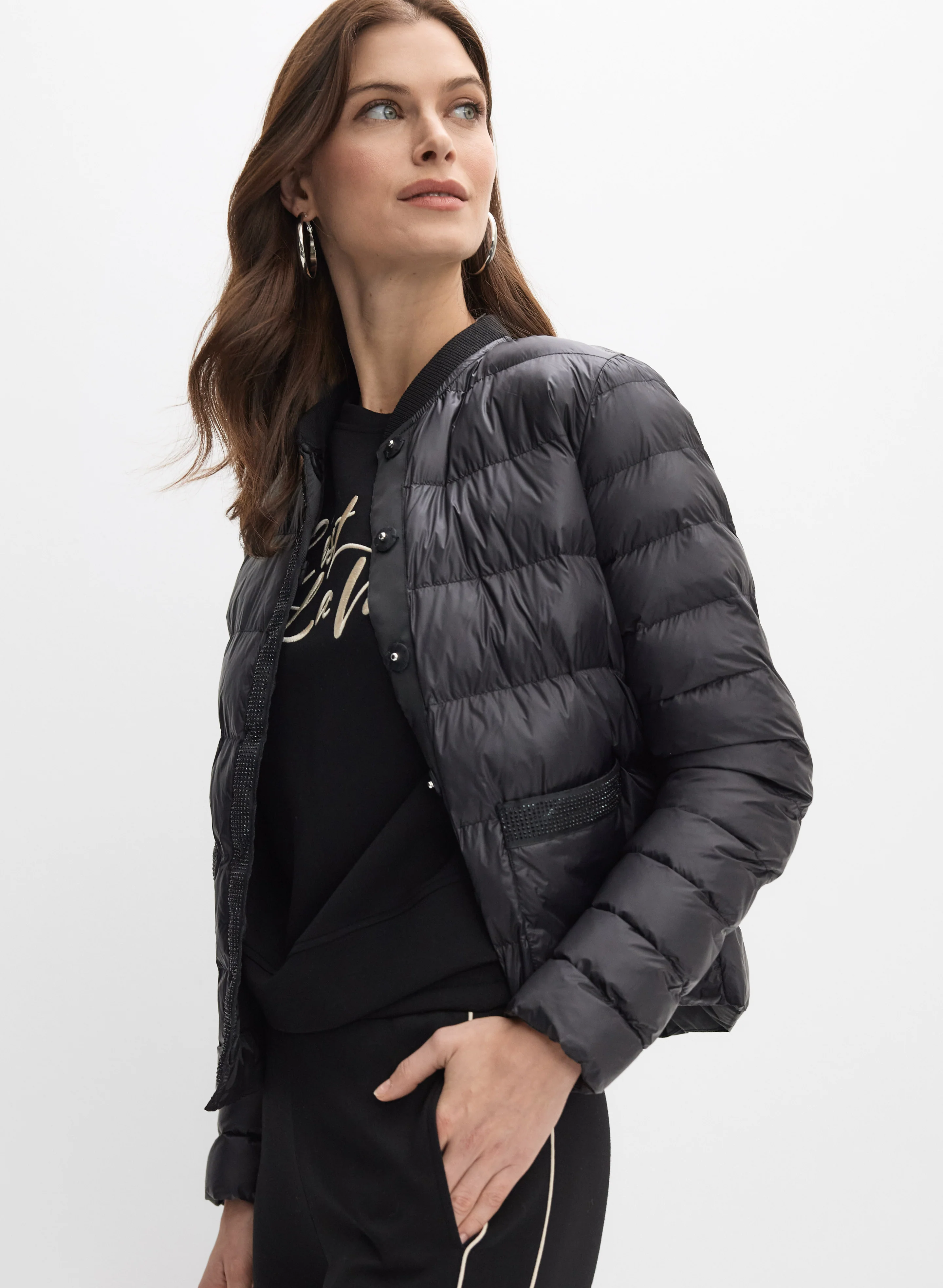 Rhinestone Detail Puffer Coat - Image 5