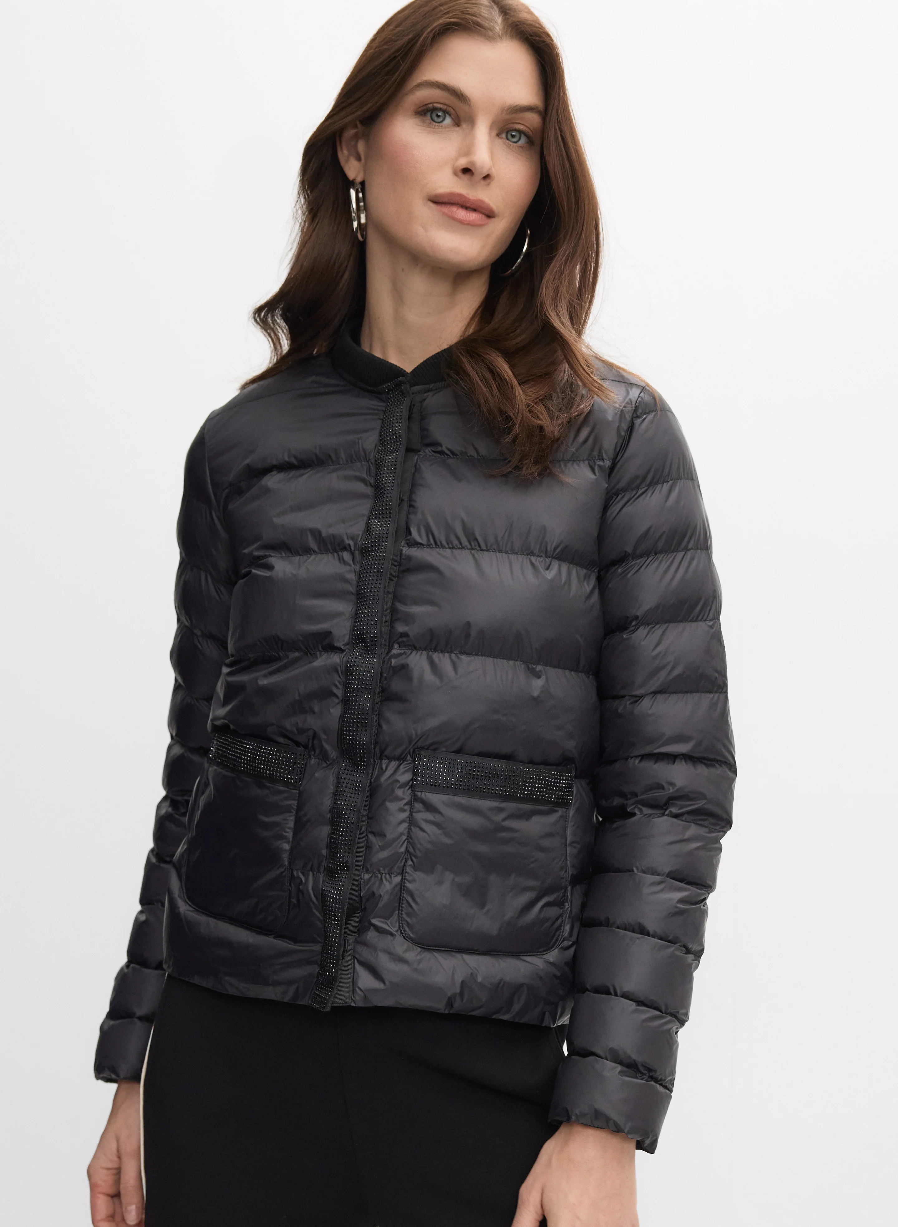 Rhinestone Detail Puffer Coat - Image 8