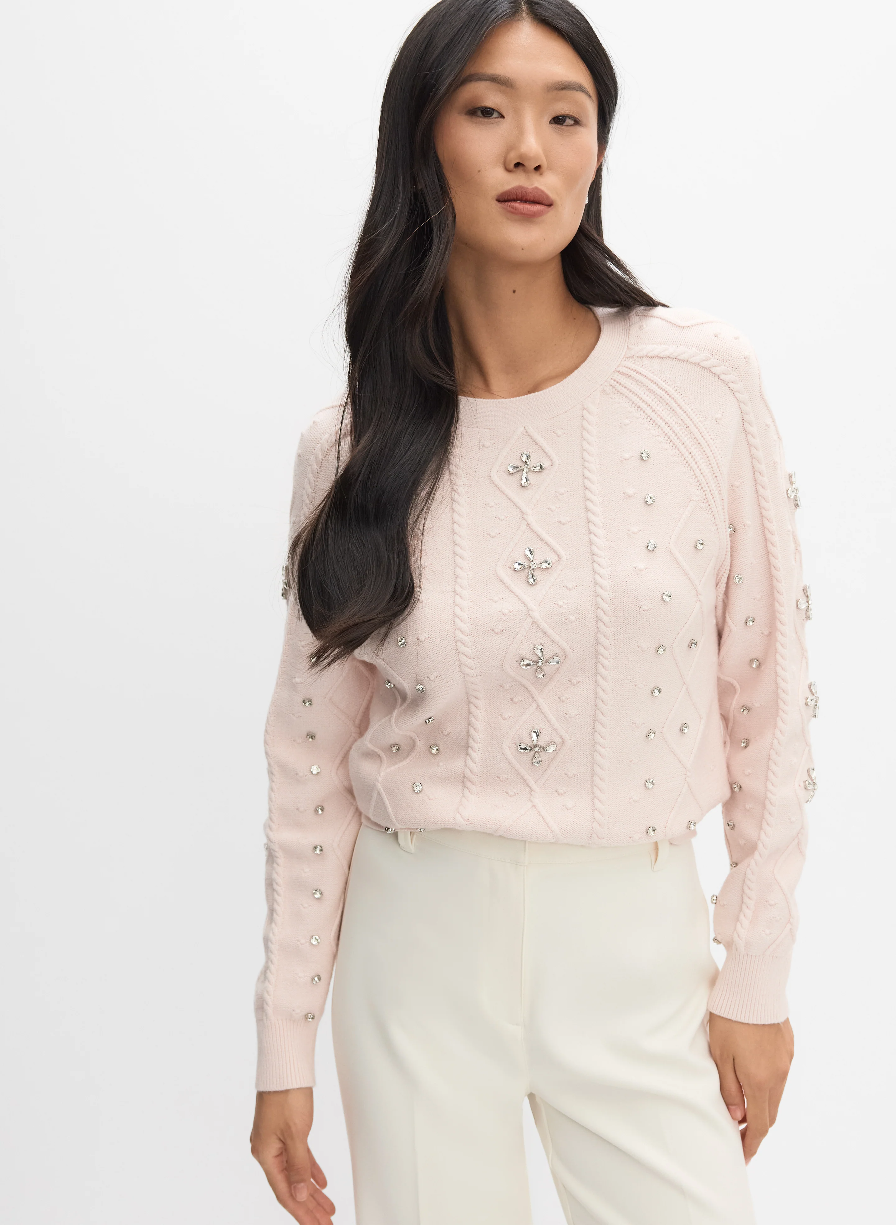 Rhinestone Knit Pullover