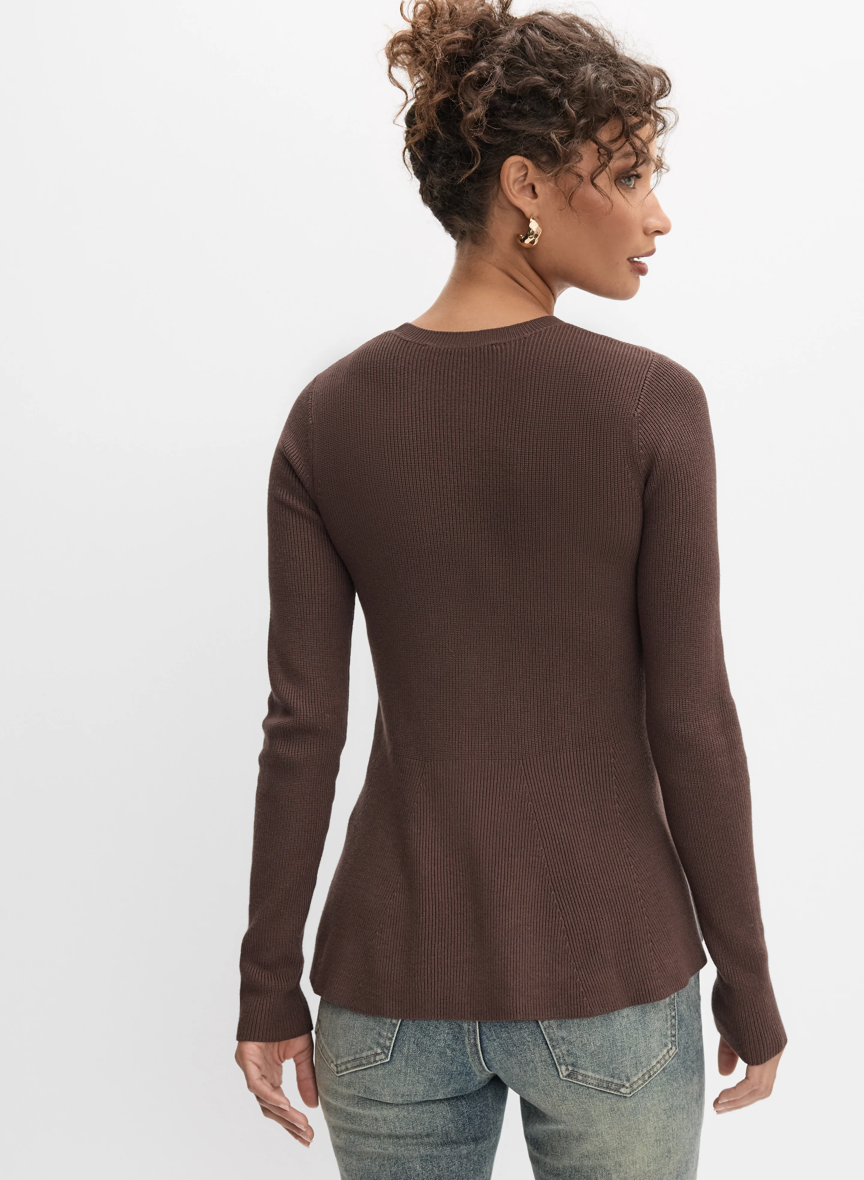 Rib Knit Peplum Sweater - Image 4