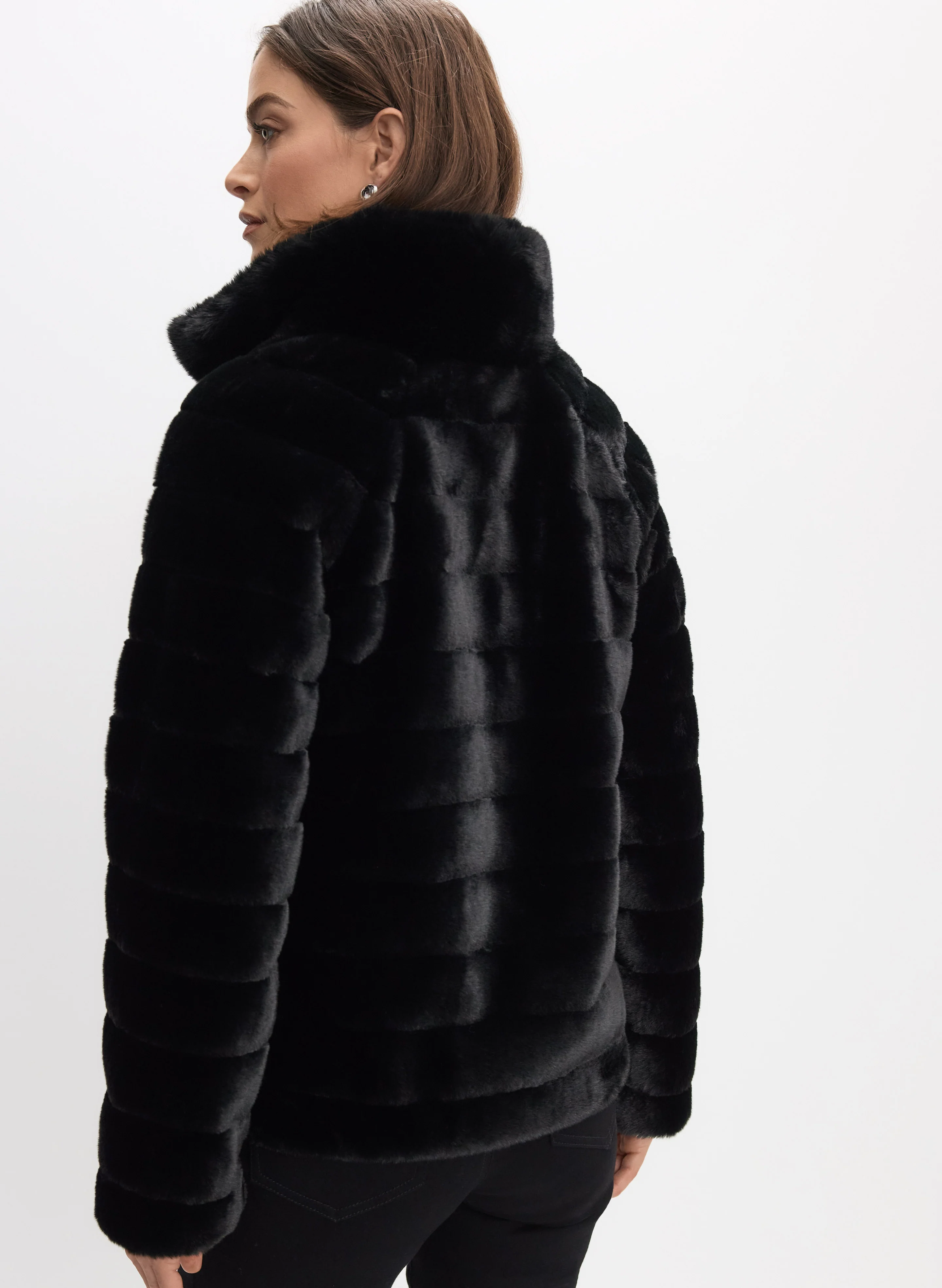 Ribbed Faux Fur Coat - Image 4