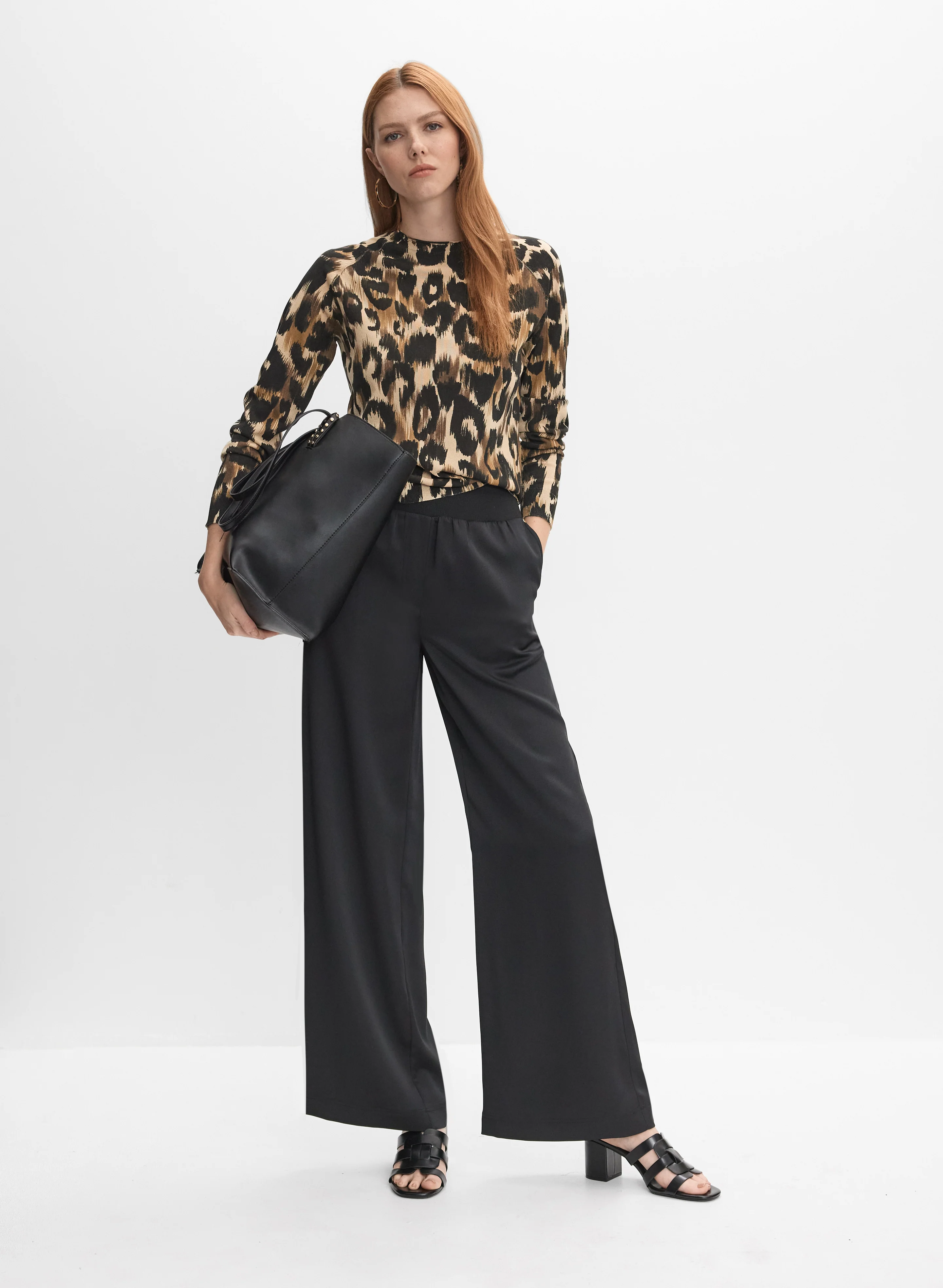 Ribbed Waist Wide-Leg Pants - Image 5