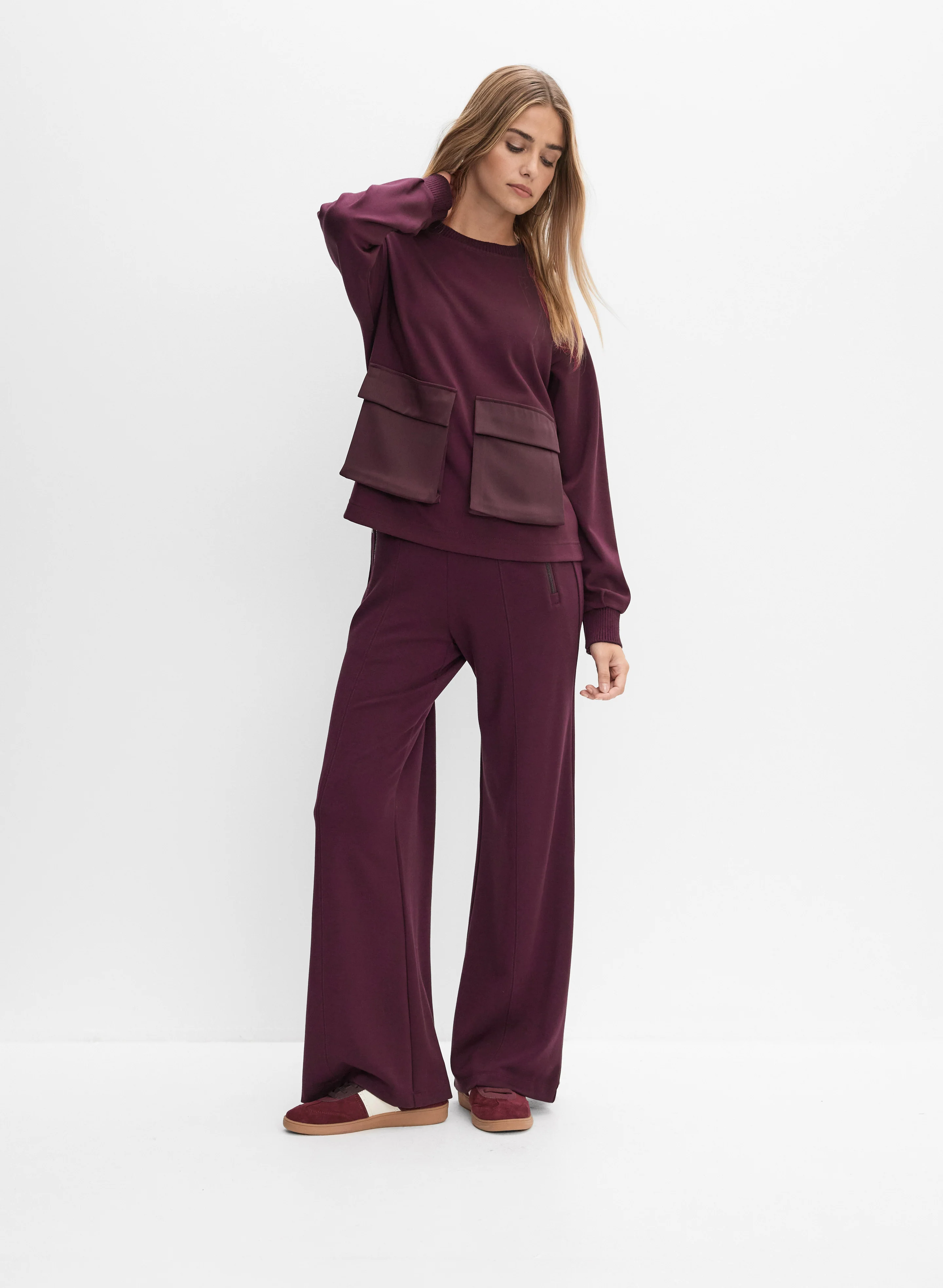 Ribbed Waist Wide-Leg Pants - Image 3