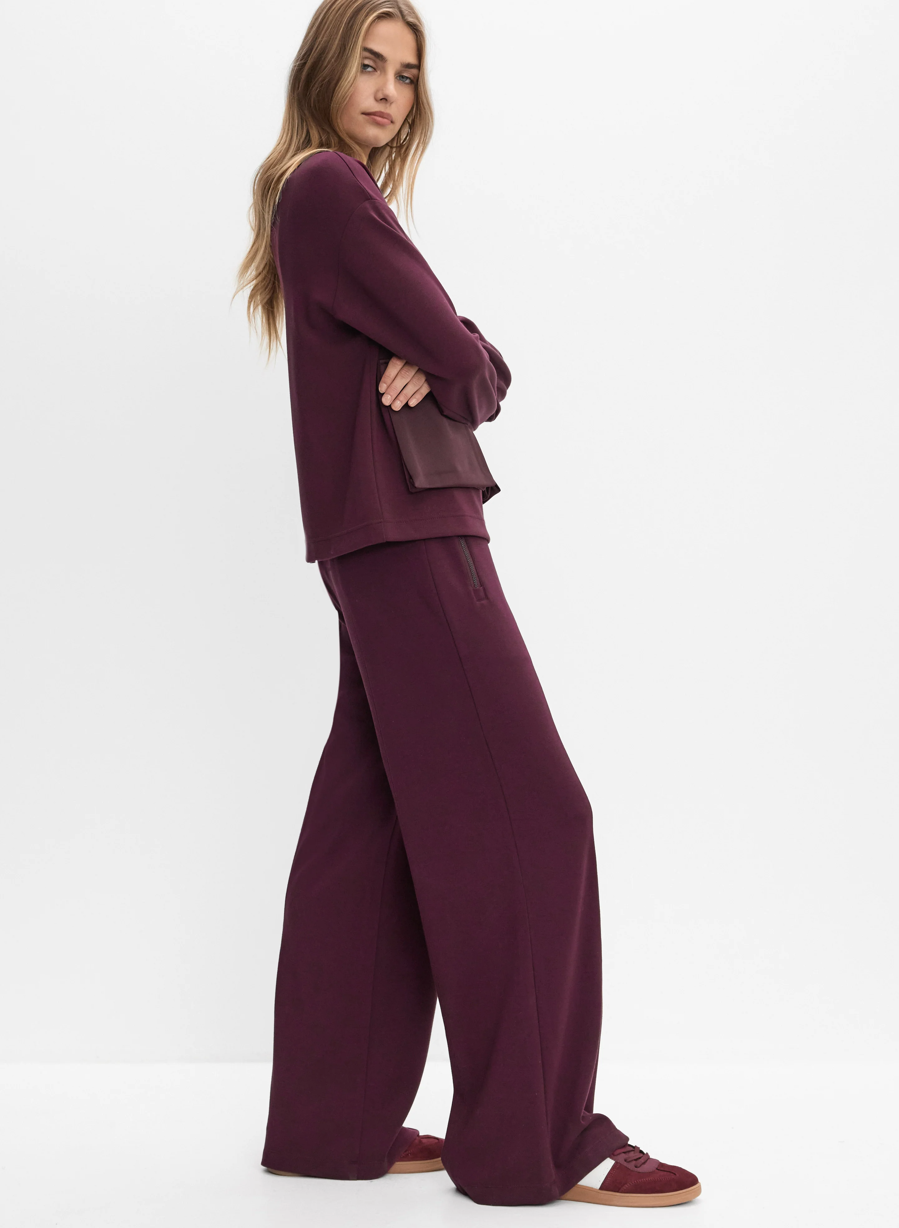 Ribbed Waist Wide-Leg Pants - Image 5