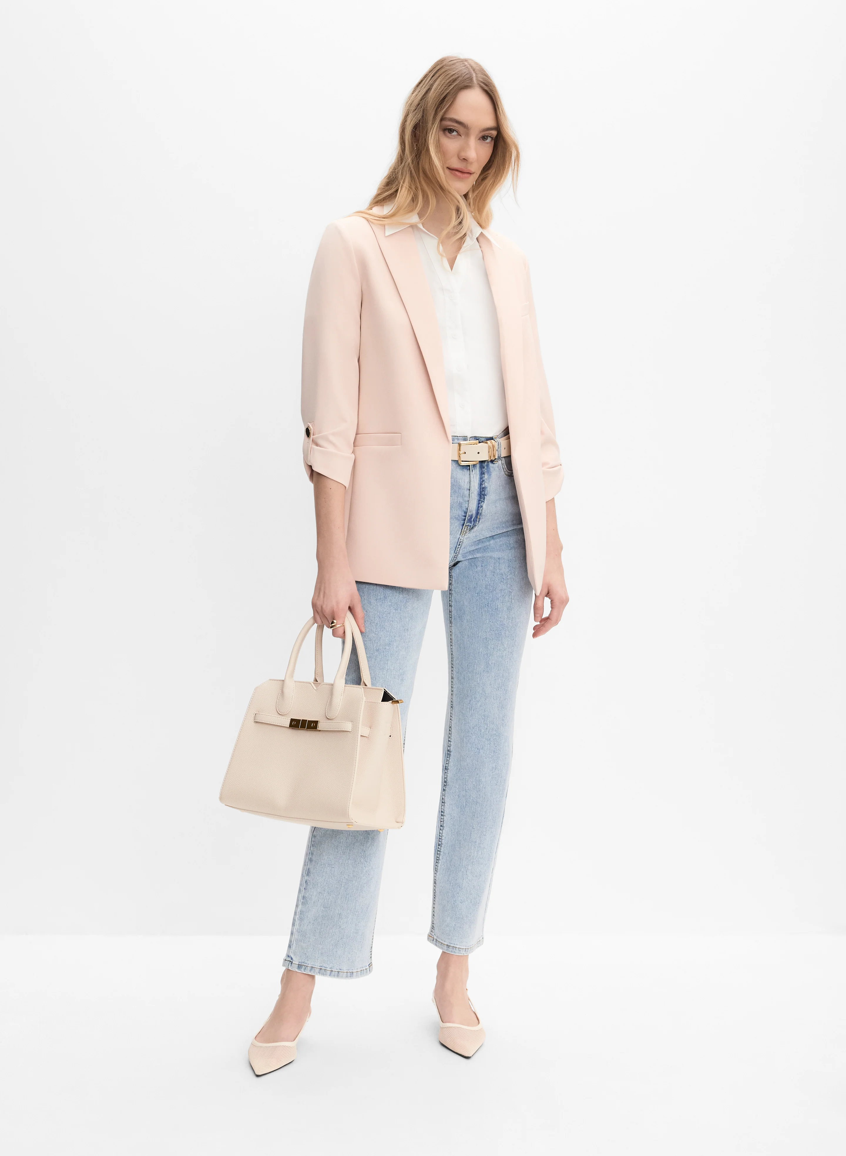 Rolled Sleeve Jacket & Straight-Leg Jeans