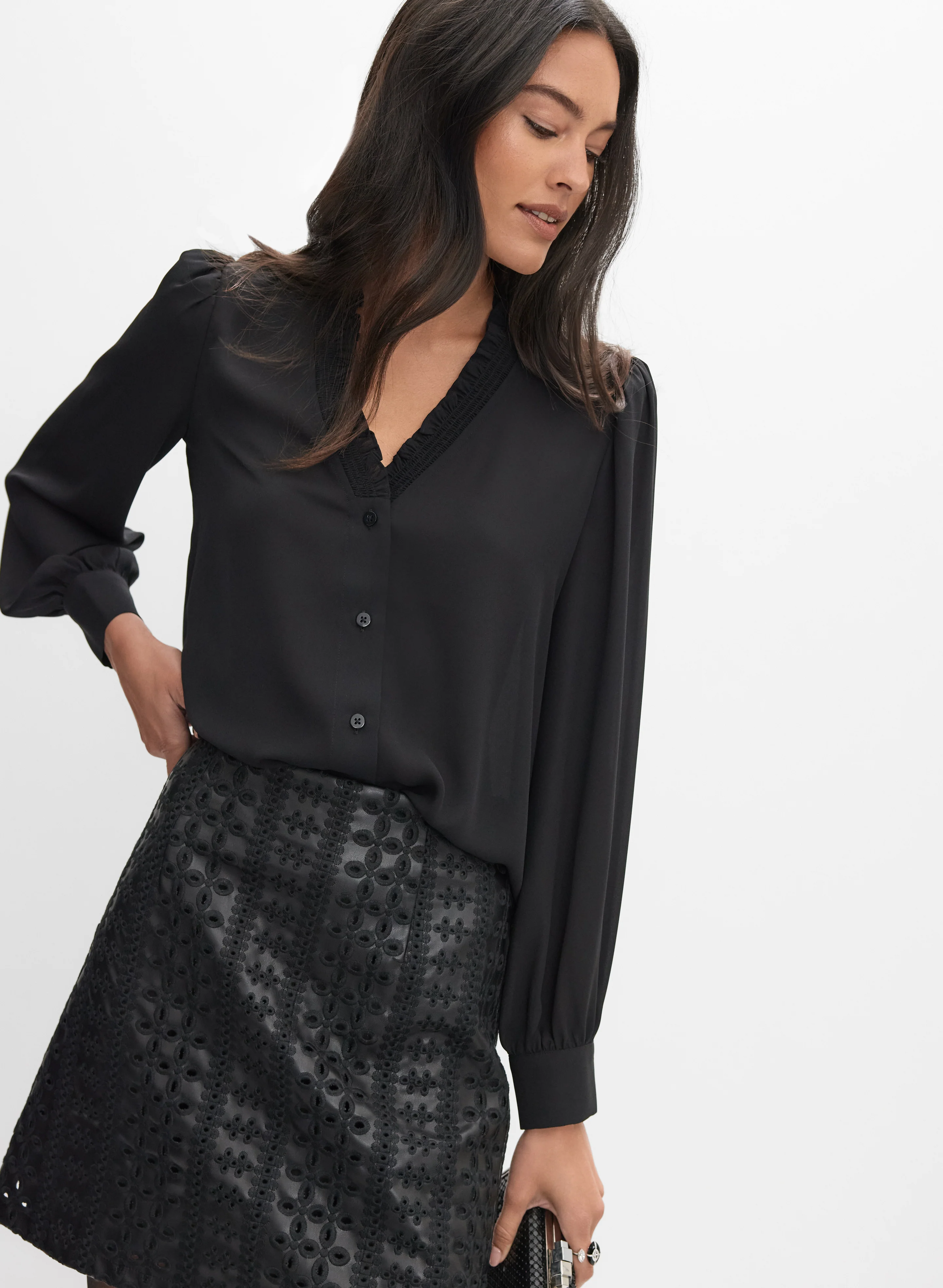Ruffle V-Neck Blouse
