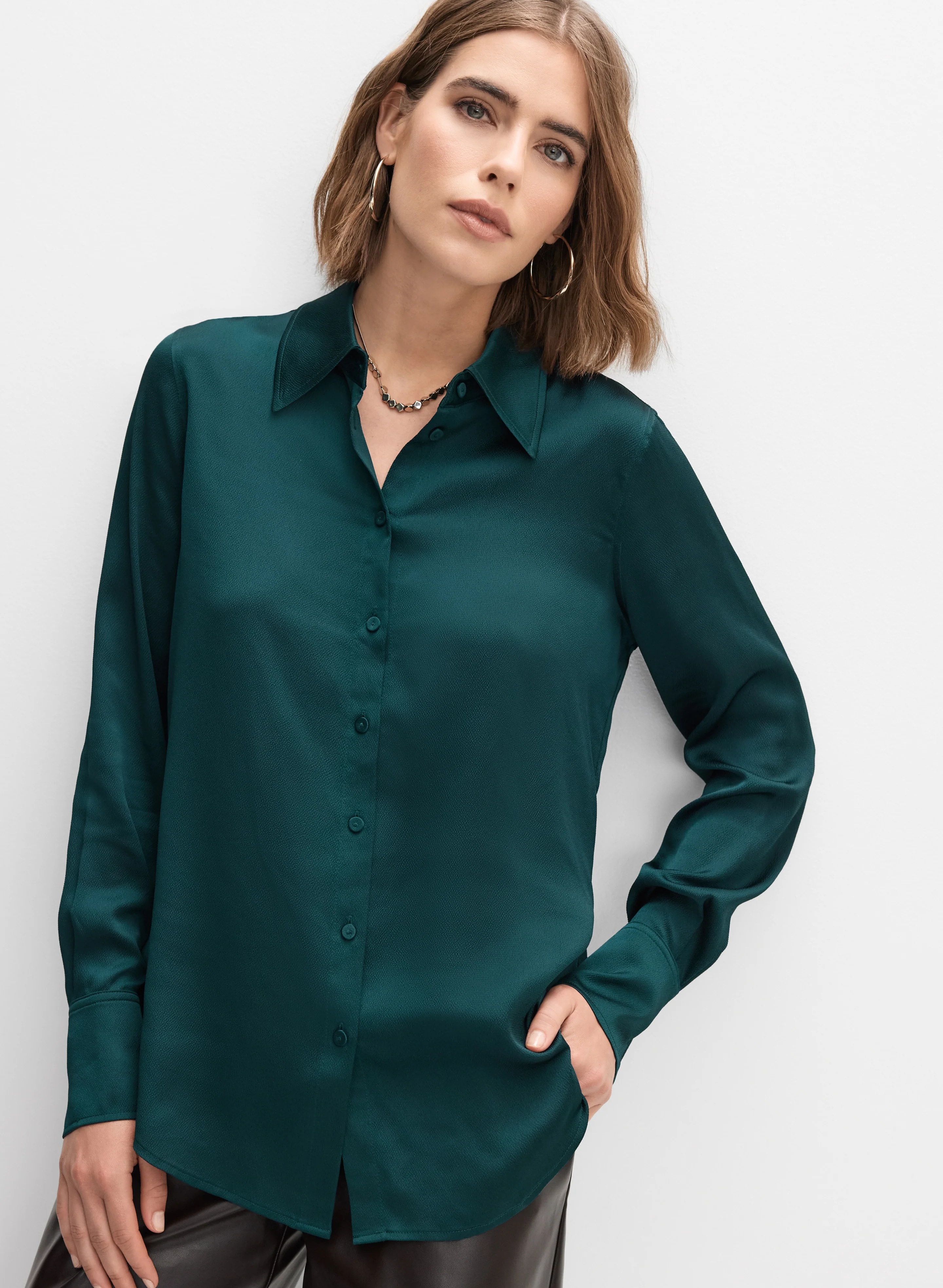 Satin Button-Down Blouse - Image 5