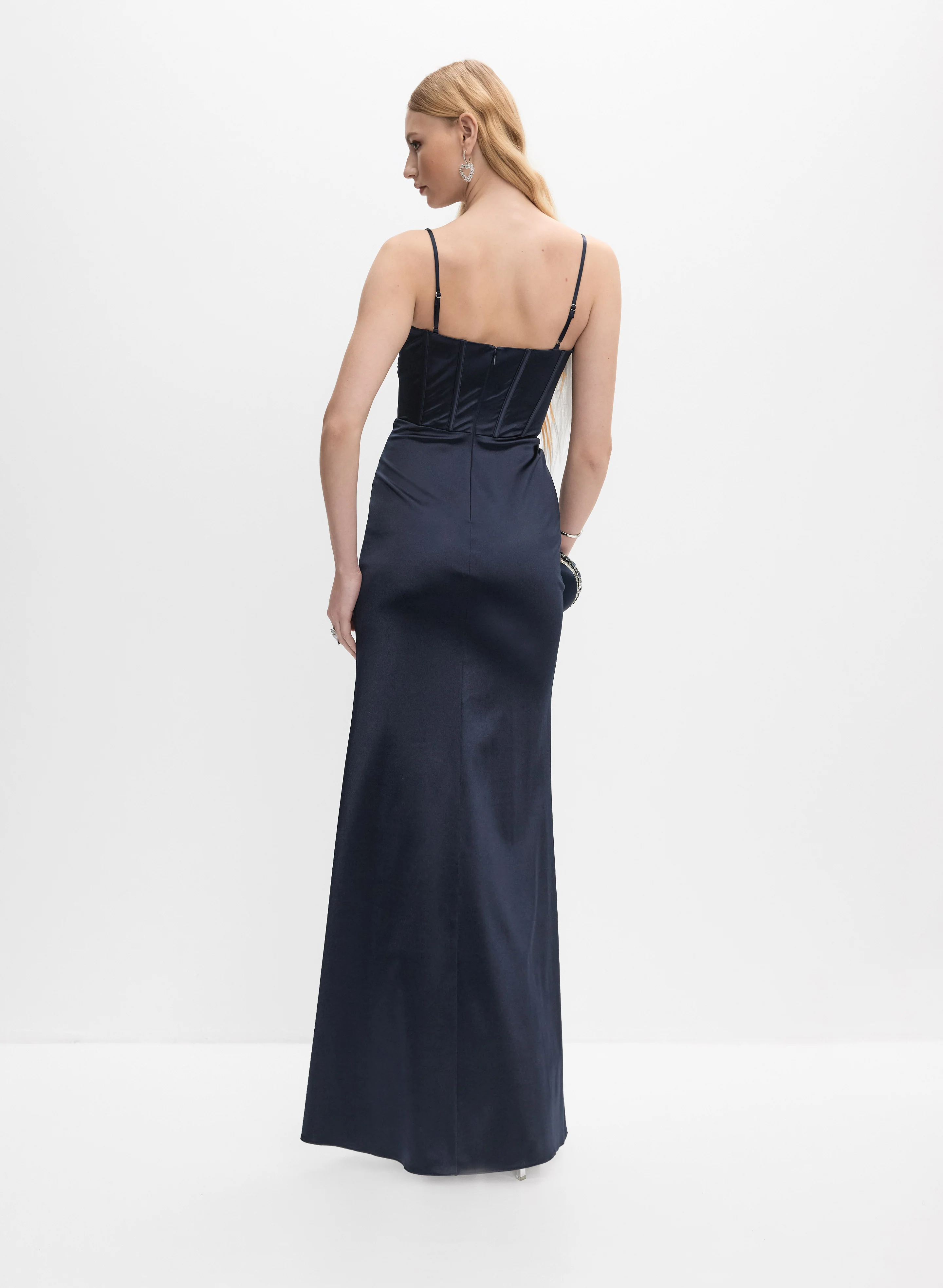 Satin Cut-Out Detail Dress - Image 4