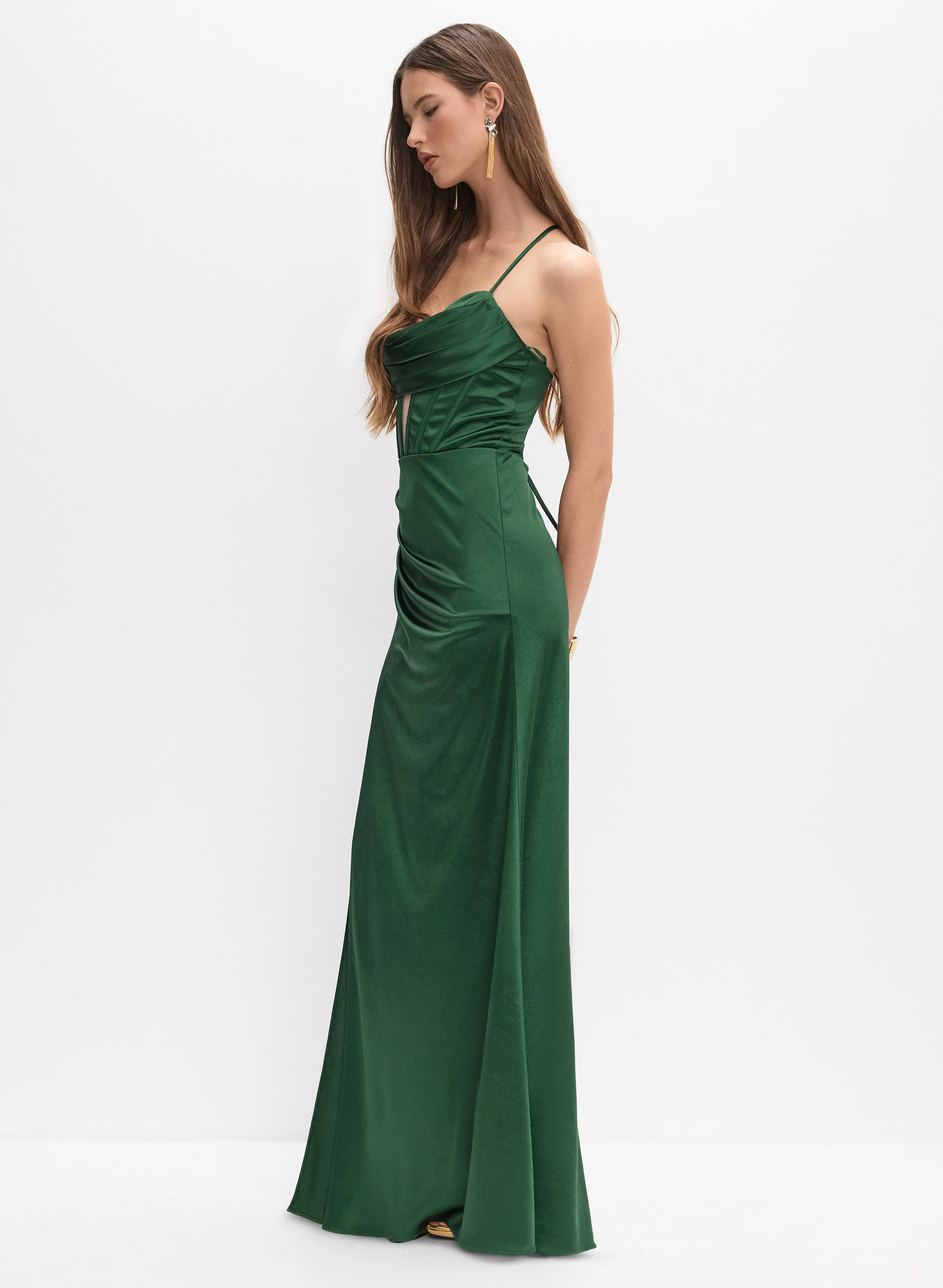 Satin Cut-Out Detail Dress - Image 4
