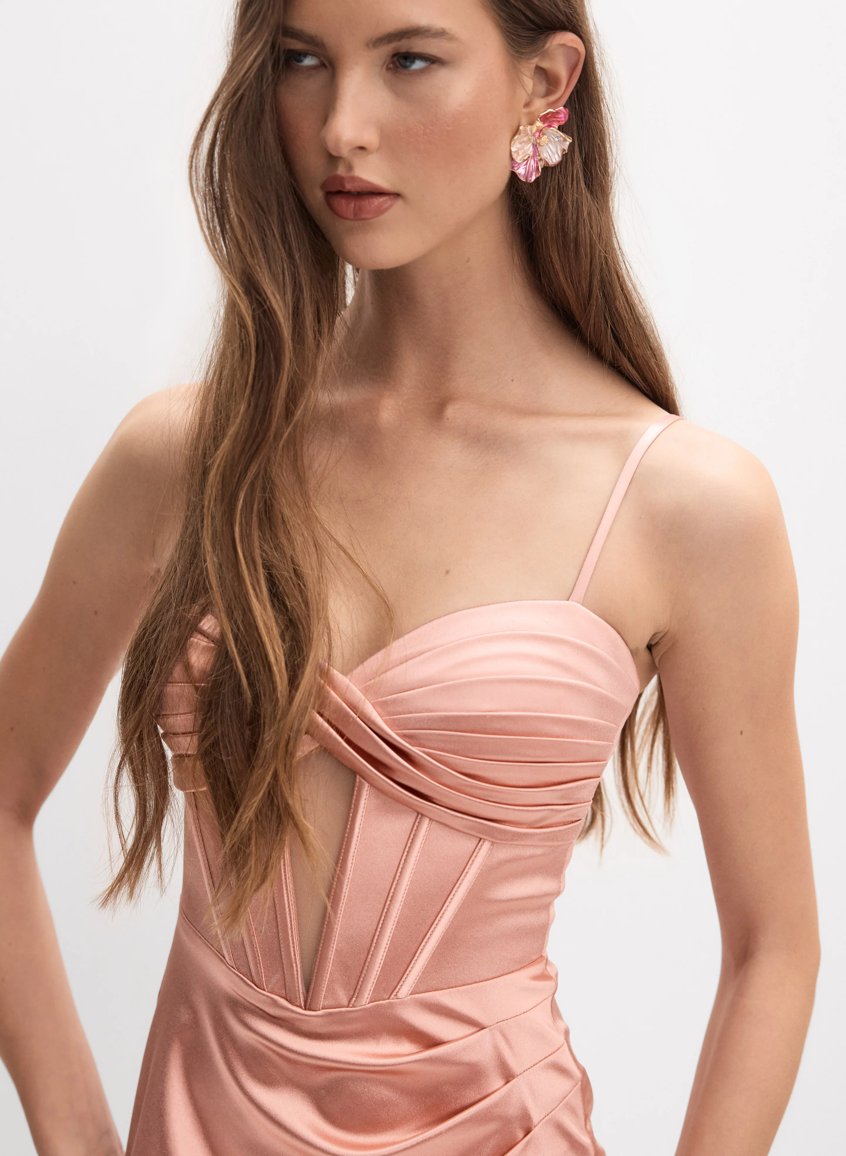 Satin Cut-Out Detail Dress - Image 3