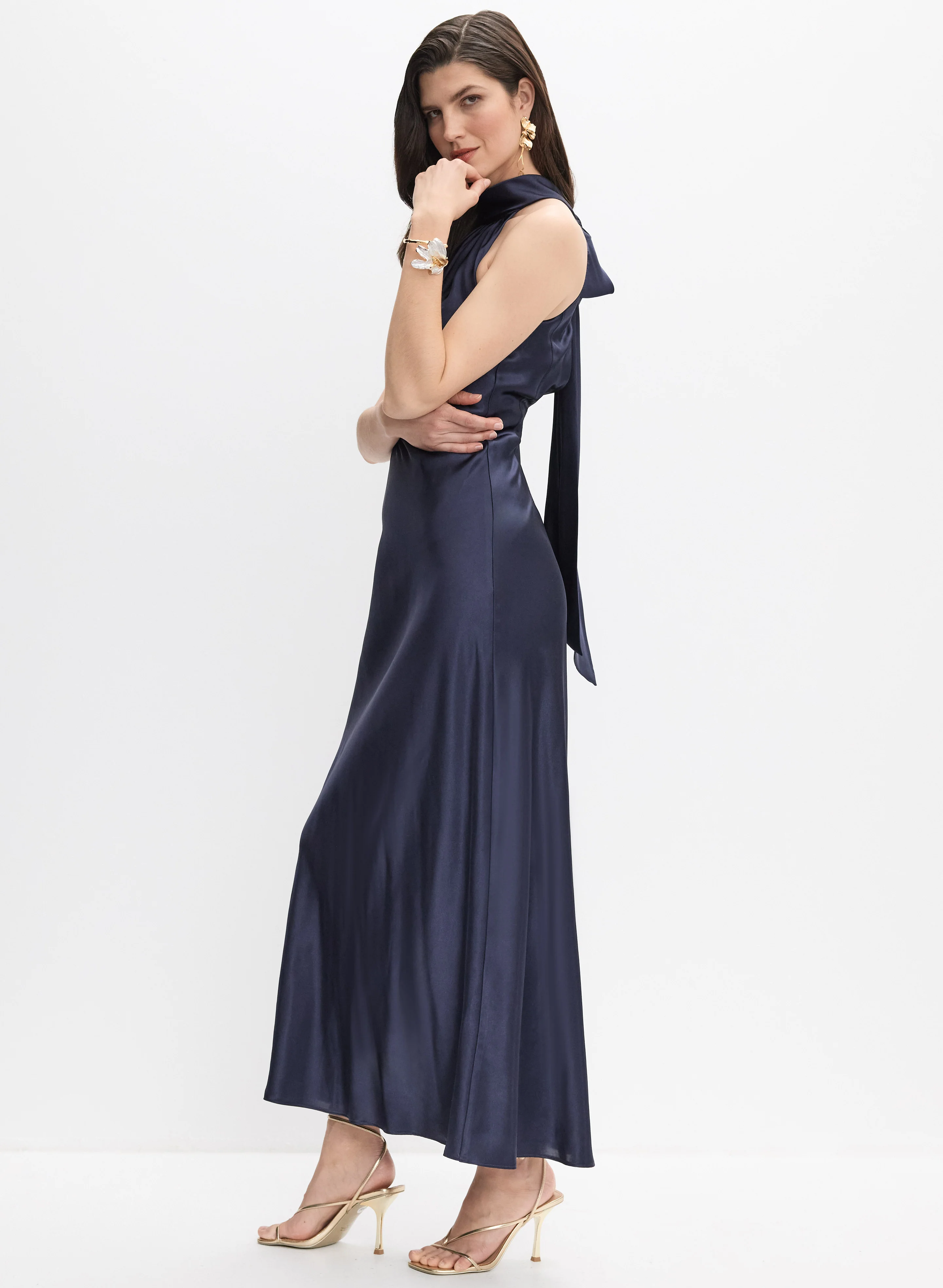 Satin Halter Neck Dress - Image 2