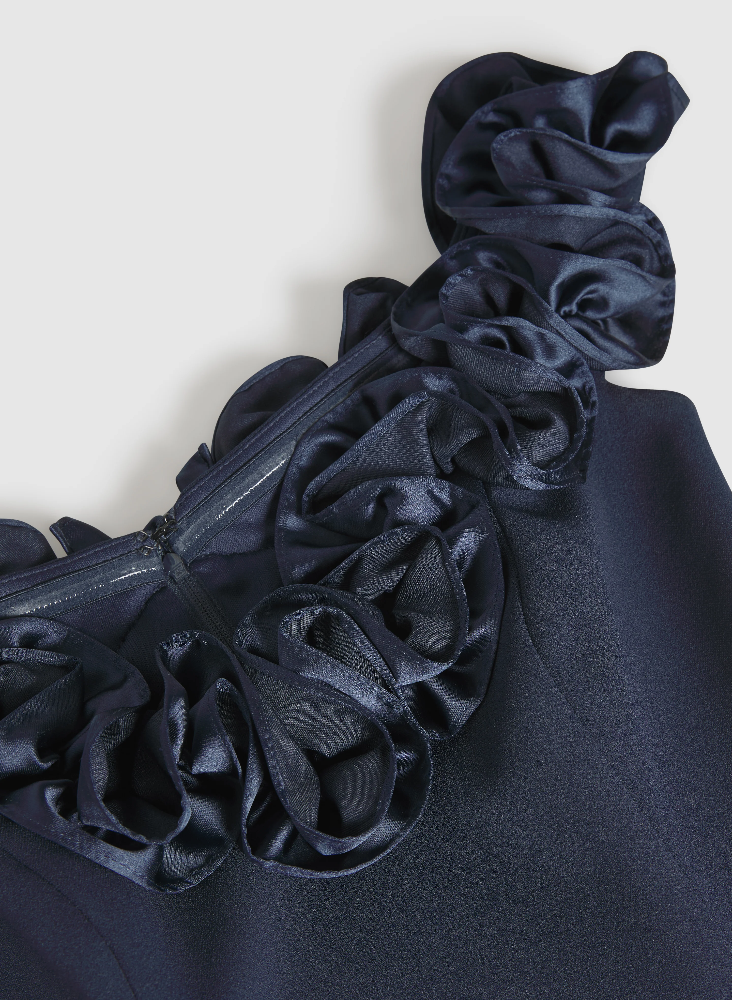 Satin Rosette Appliqué Dress - Image 7
