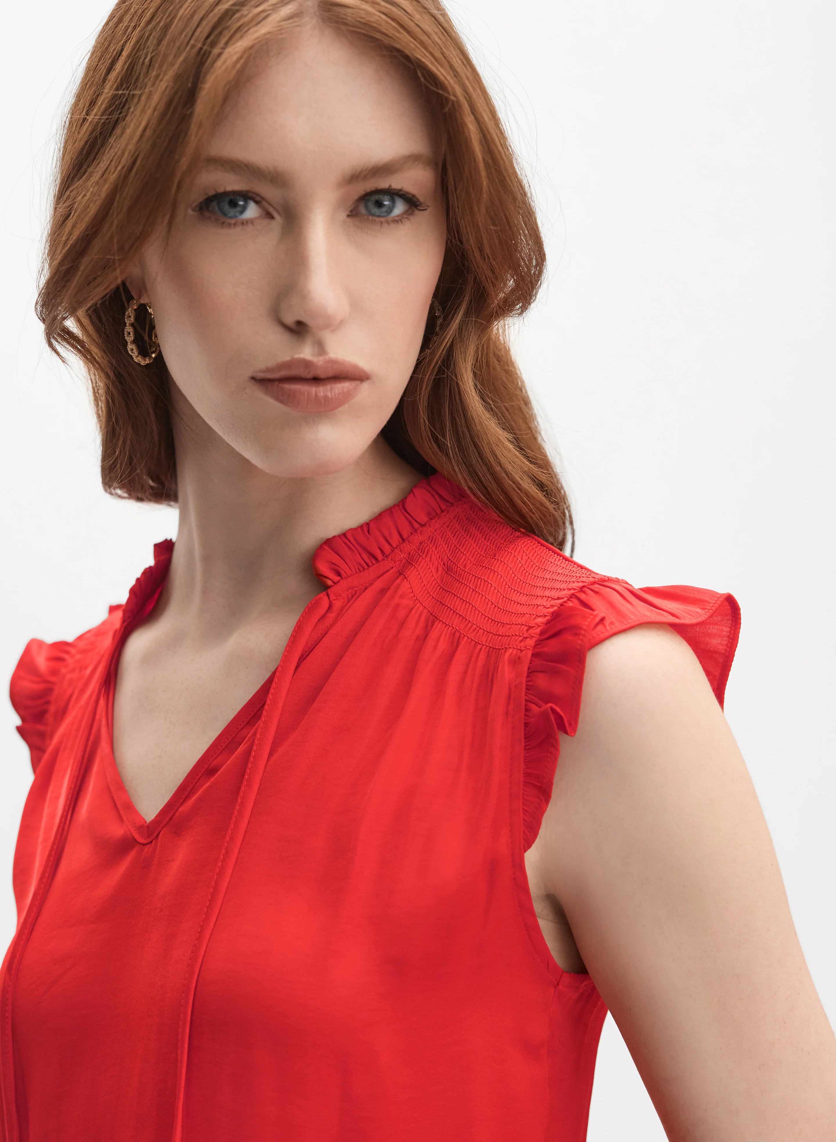 Satin Ruffle Shoulder Blouse - Image 2