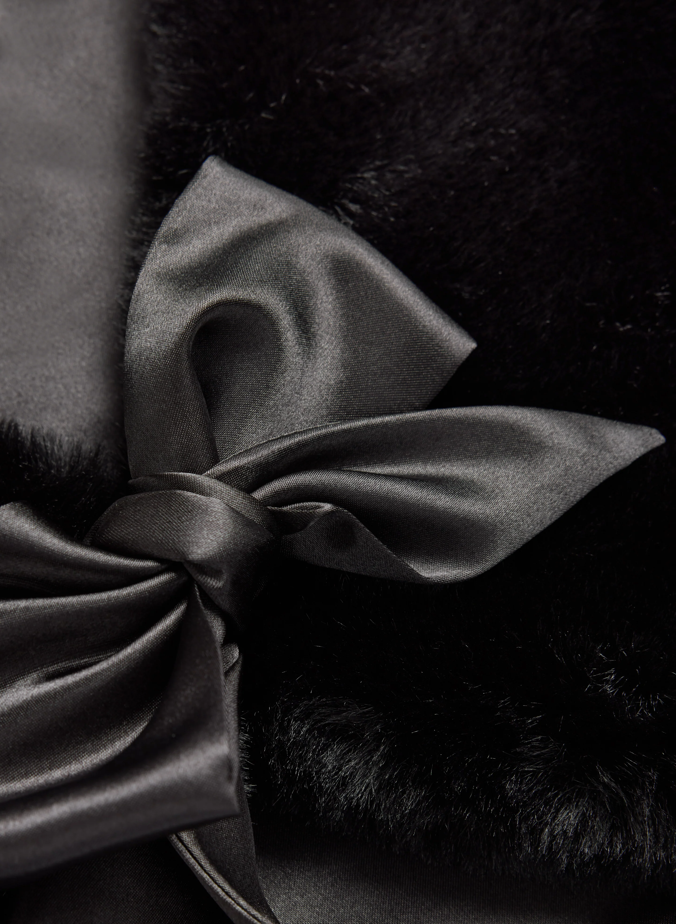 Satin Tie Faux Fur Stole - Image 7