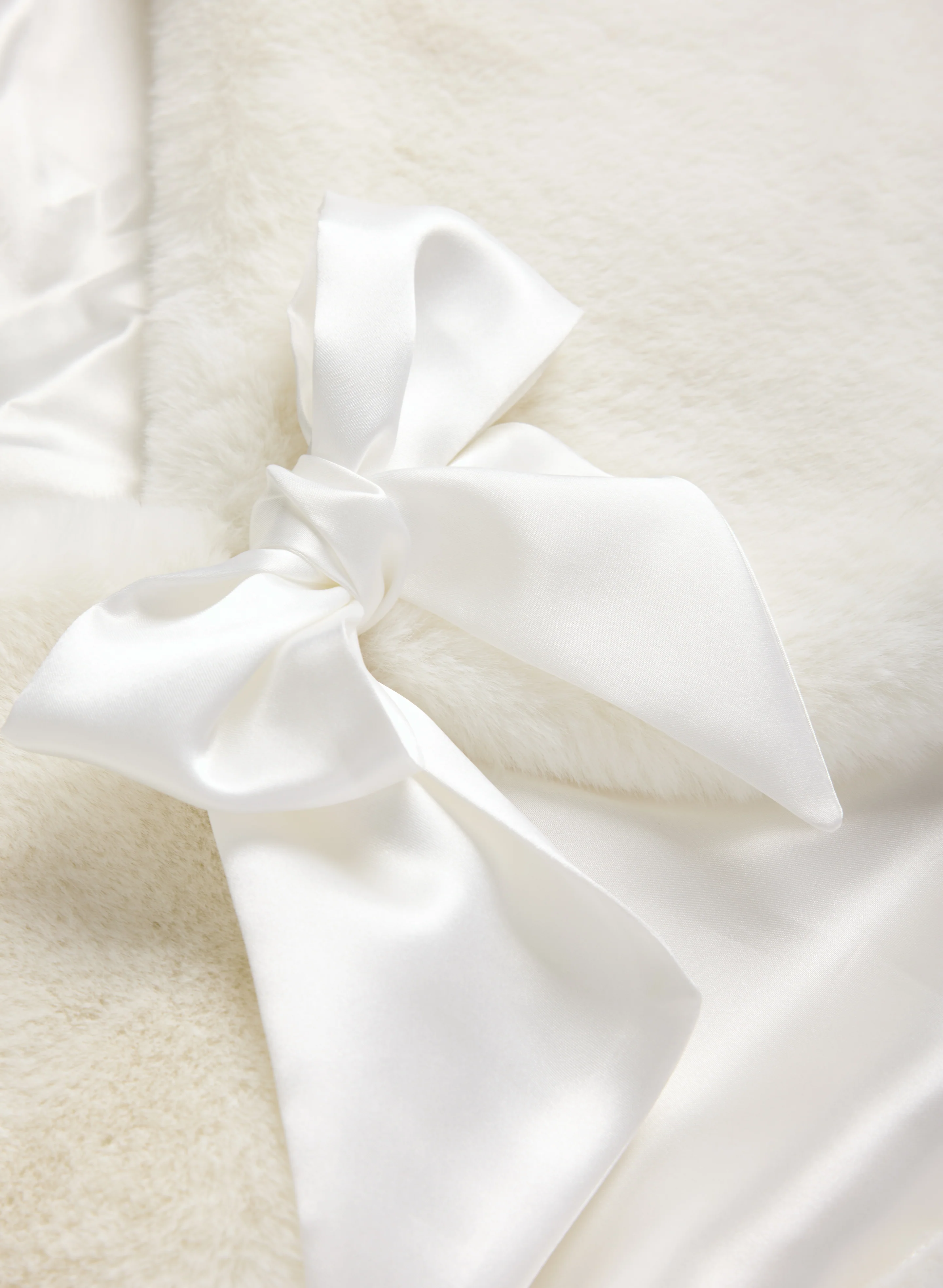 Satin Tie Faux Fur Stole - Image 7