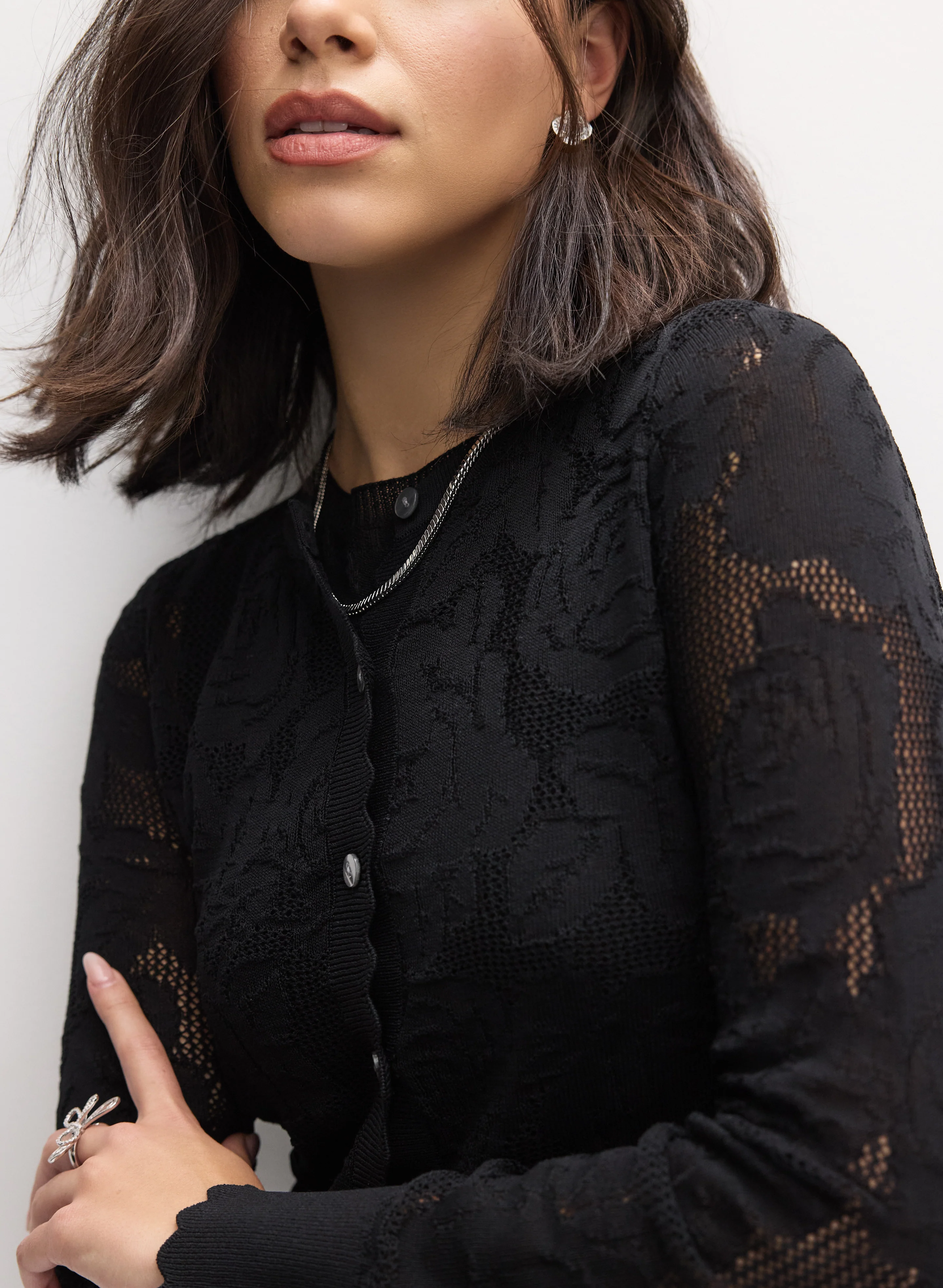 Open-Knit Rose Cardigan - Image 2