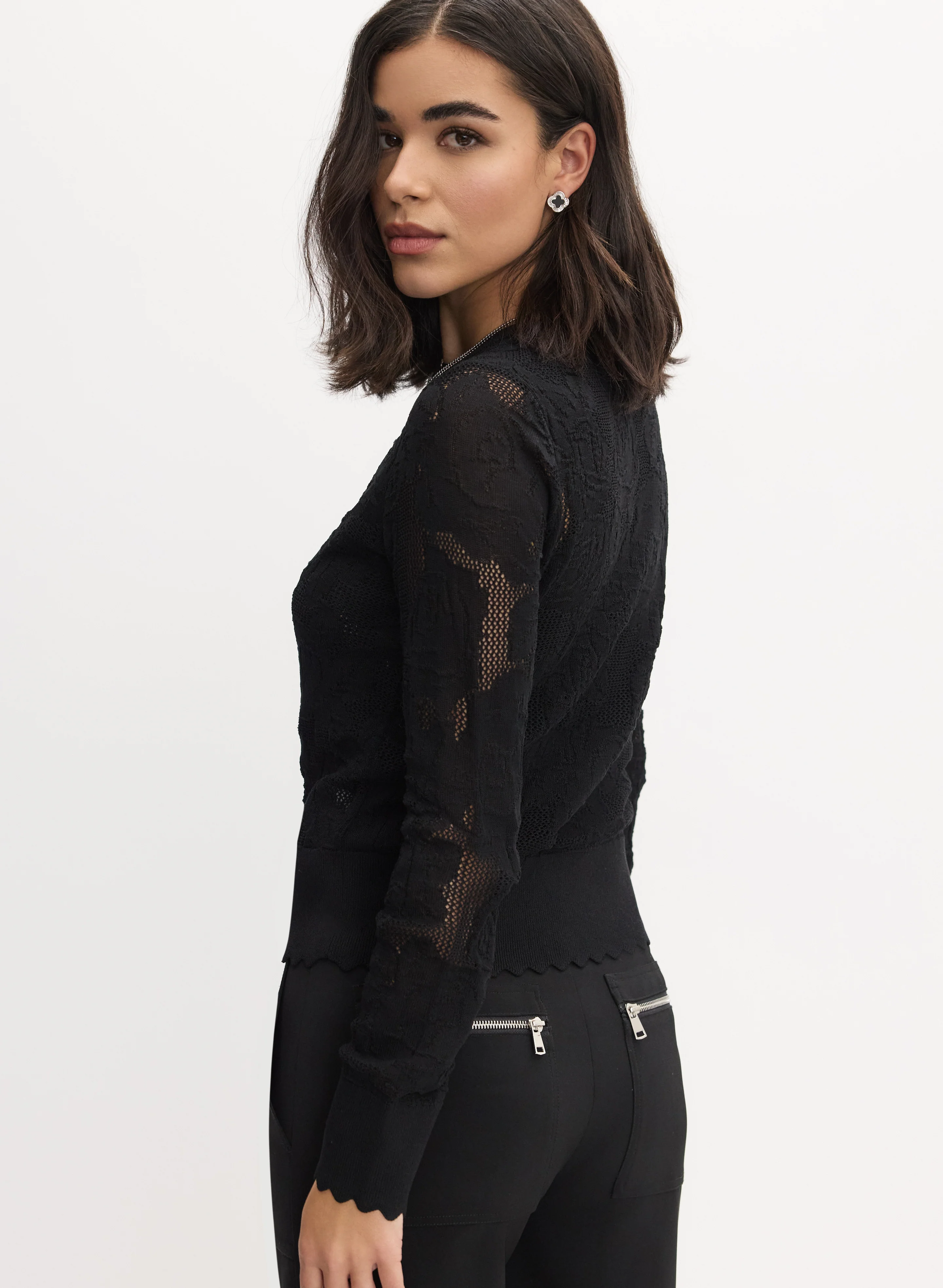 Open-Knit Rose Cardigan - Image 4