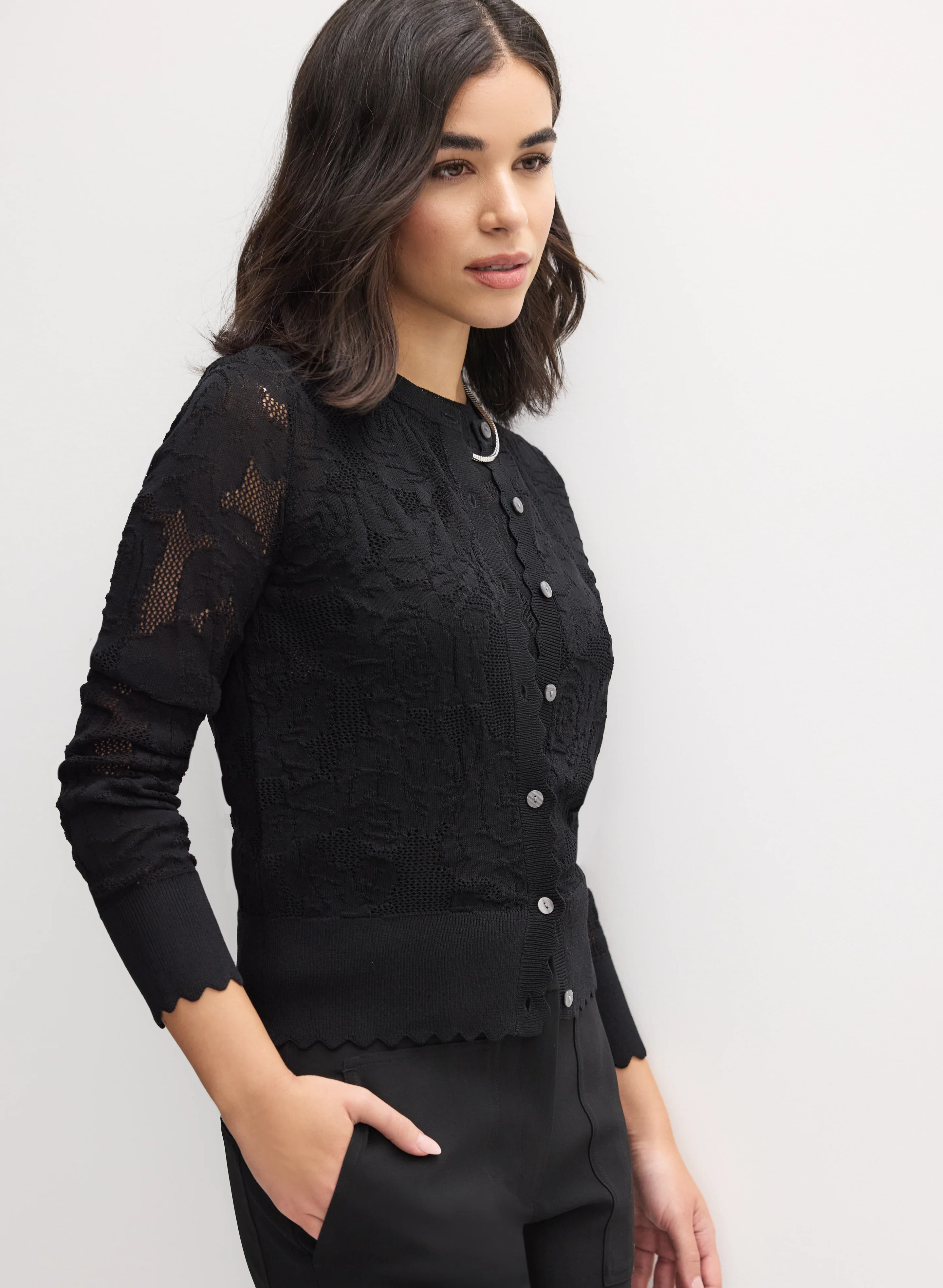 Open-Knit Rose Cardigan - Image 5