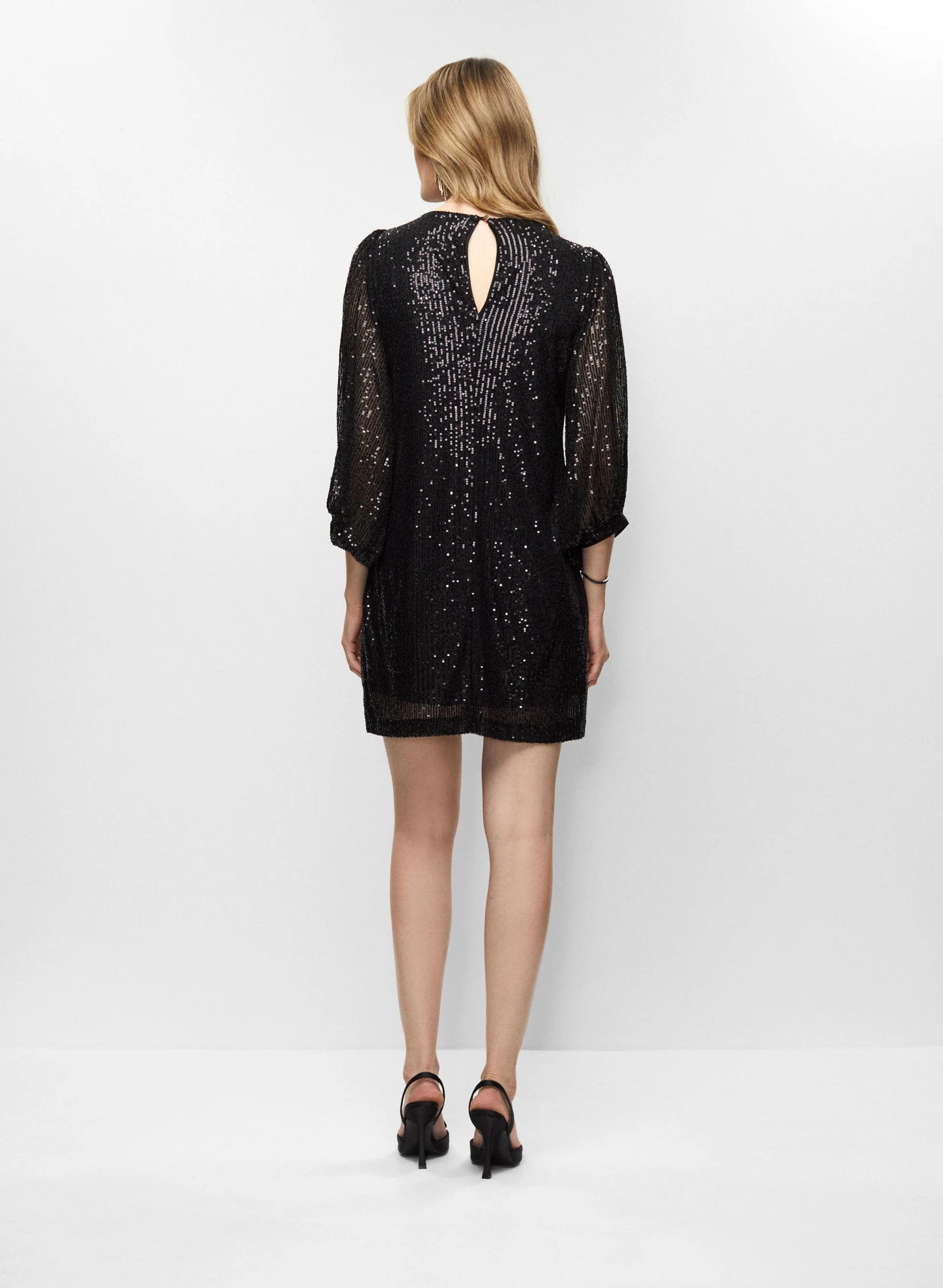 Sequin Puff Sleeve Dress - Image 4