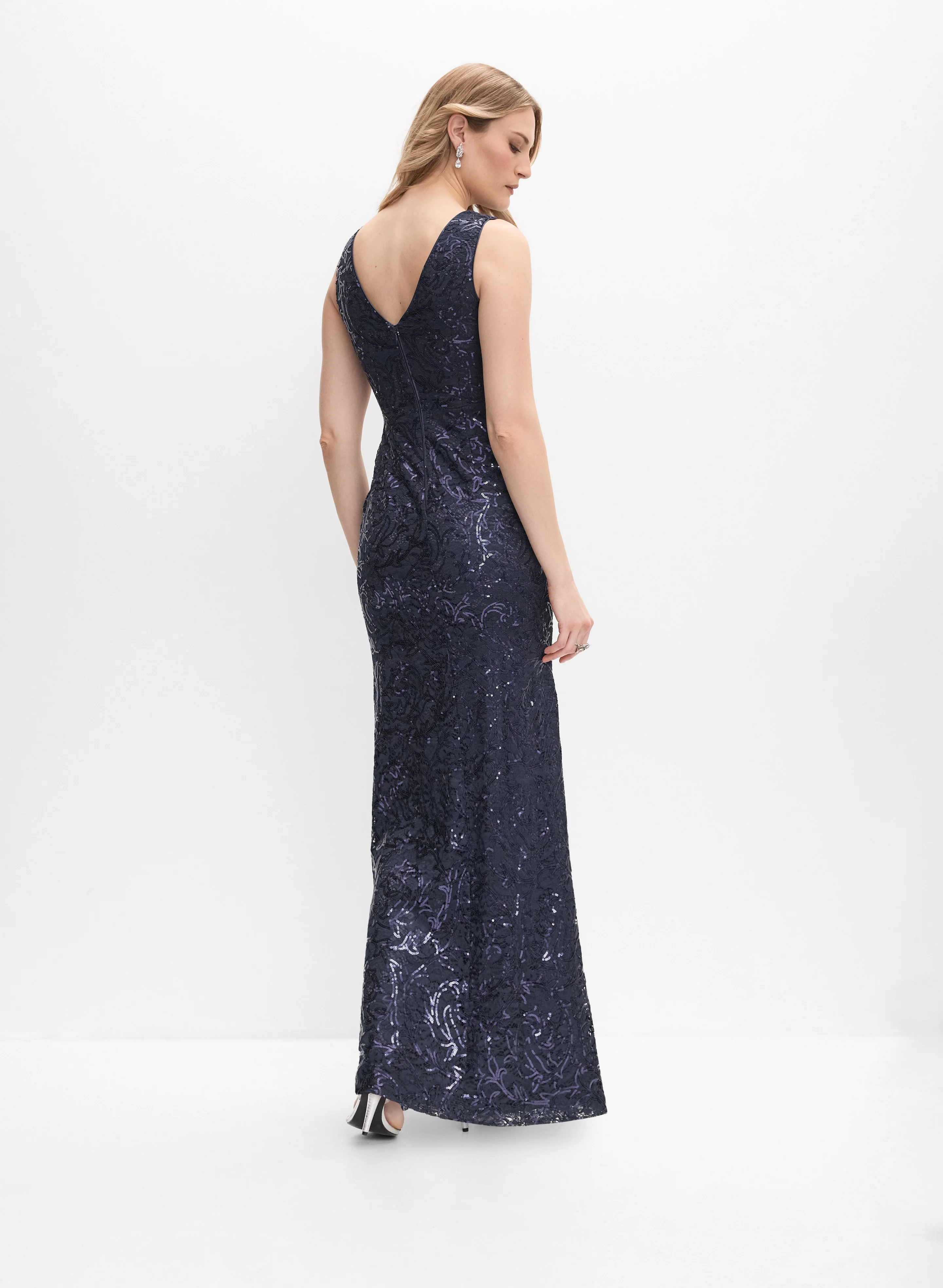 Sequin Ruffle Detail Gown - Image 4