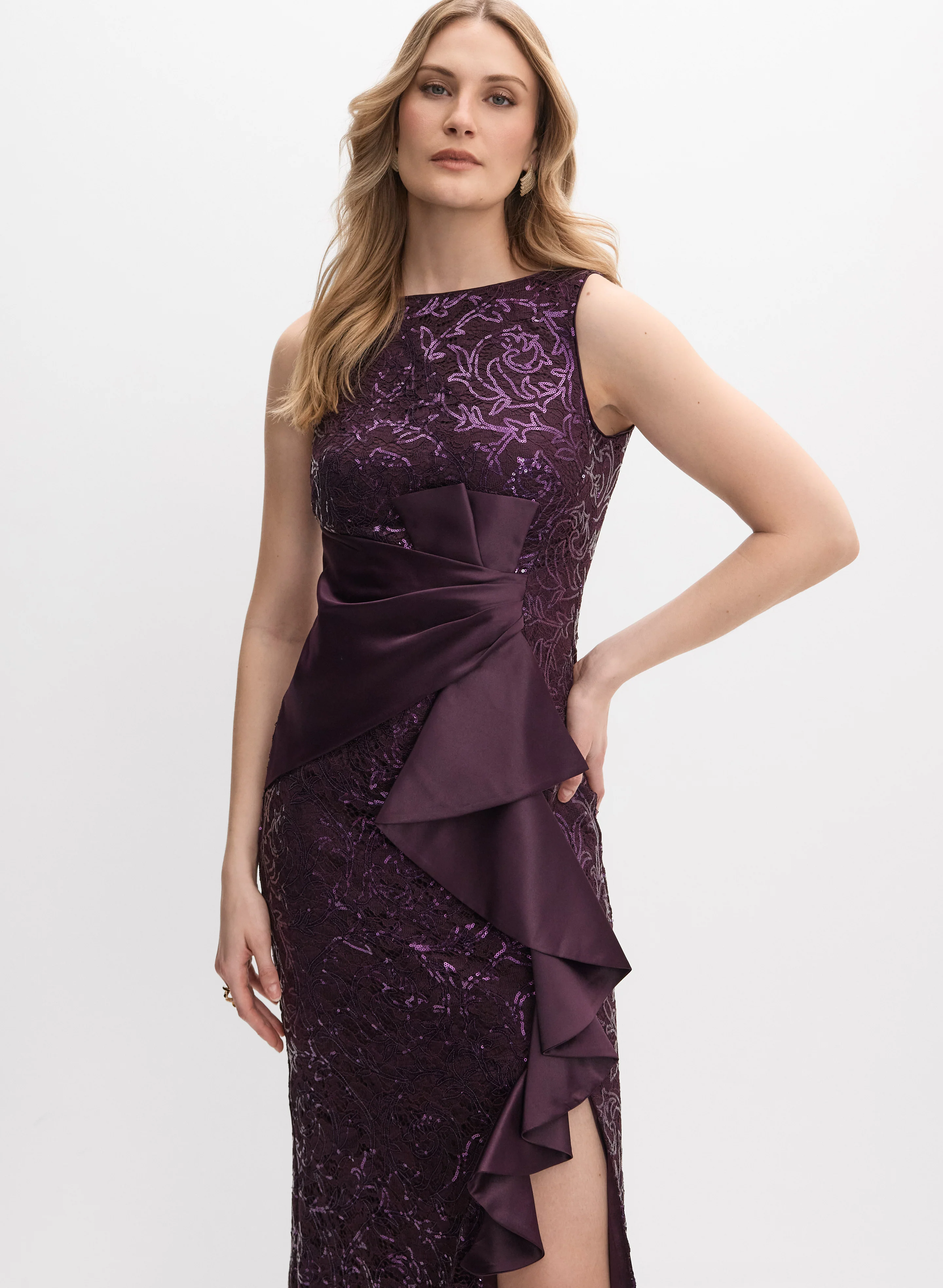 Sequin Ruffle Detail Gown - Image 5