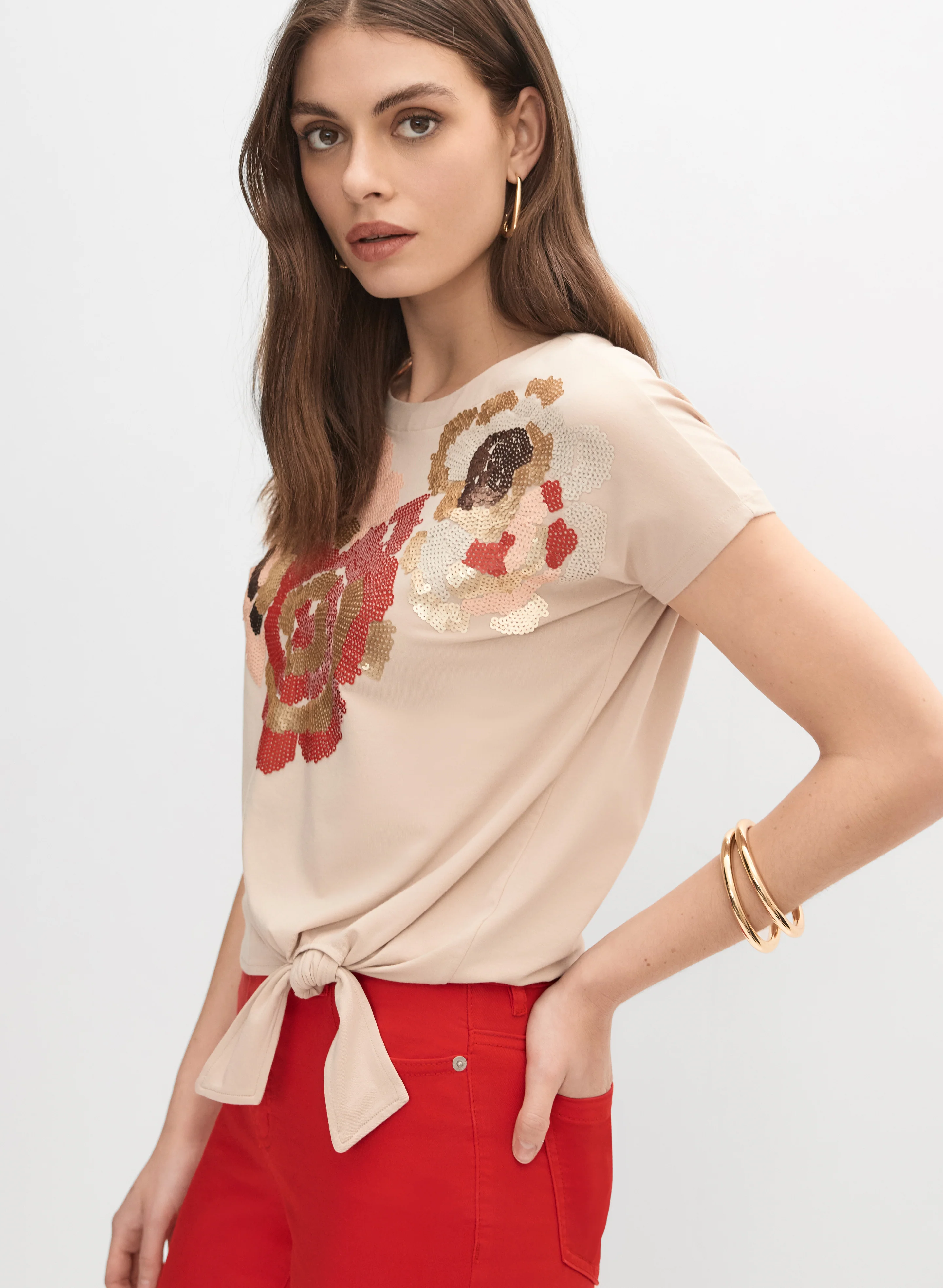 Sequined Floral T-Shirt - Image 4