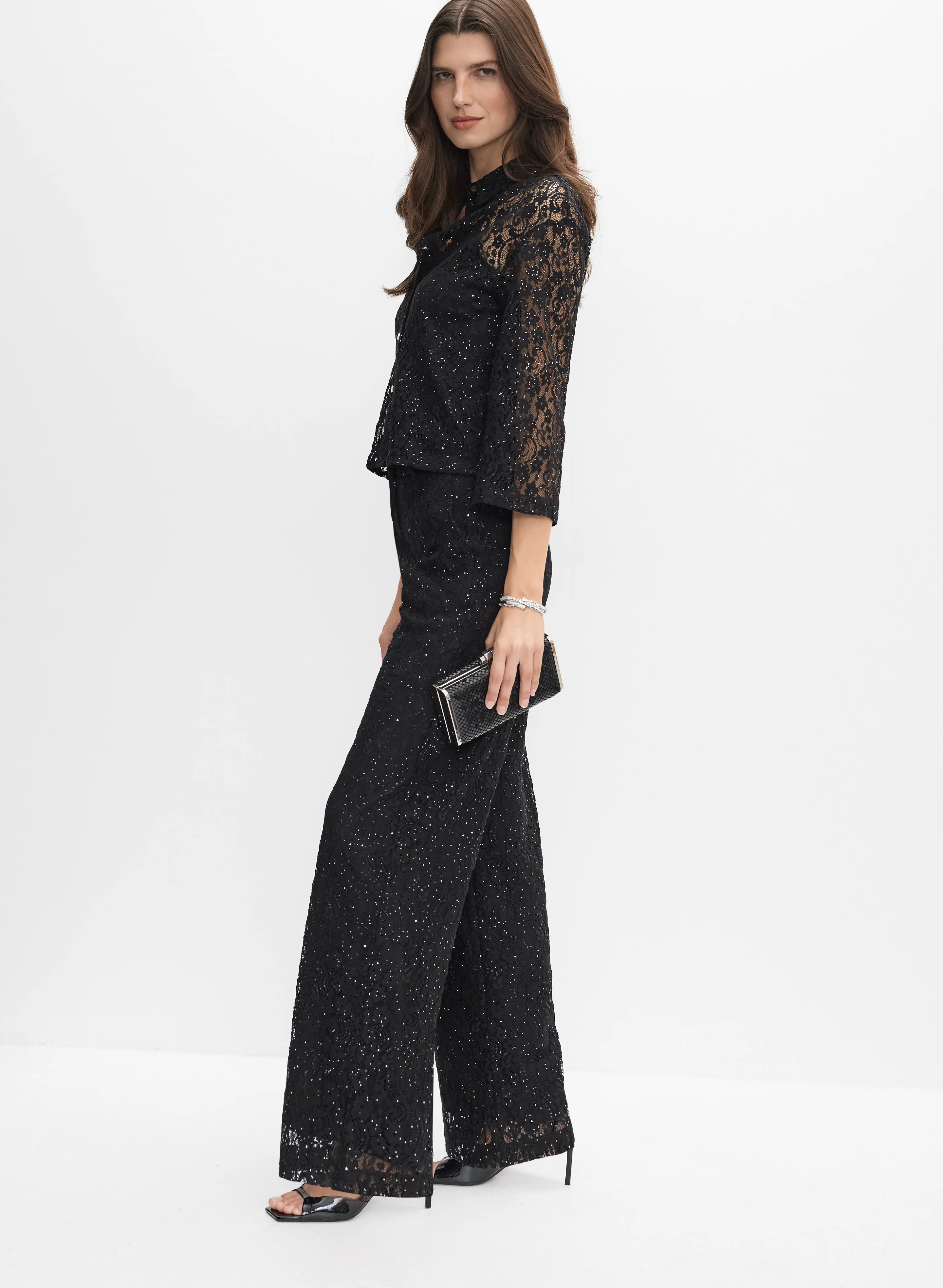Sequined Lace Wide-Leg Pants - Image 5