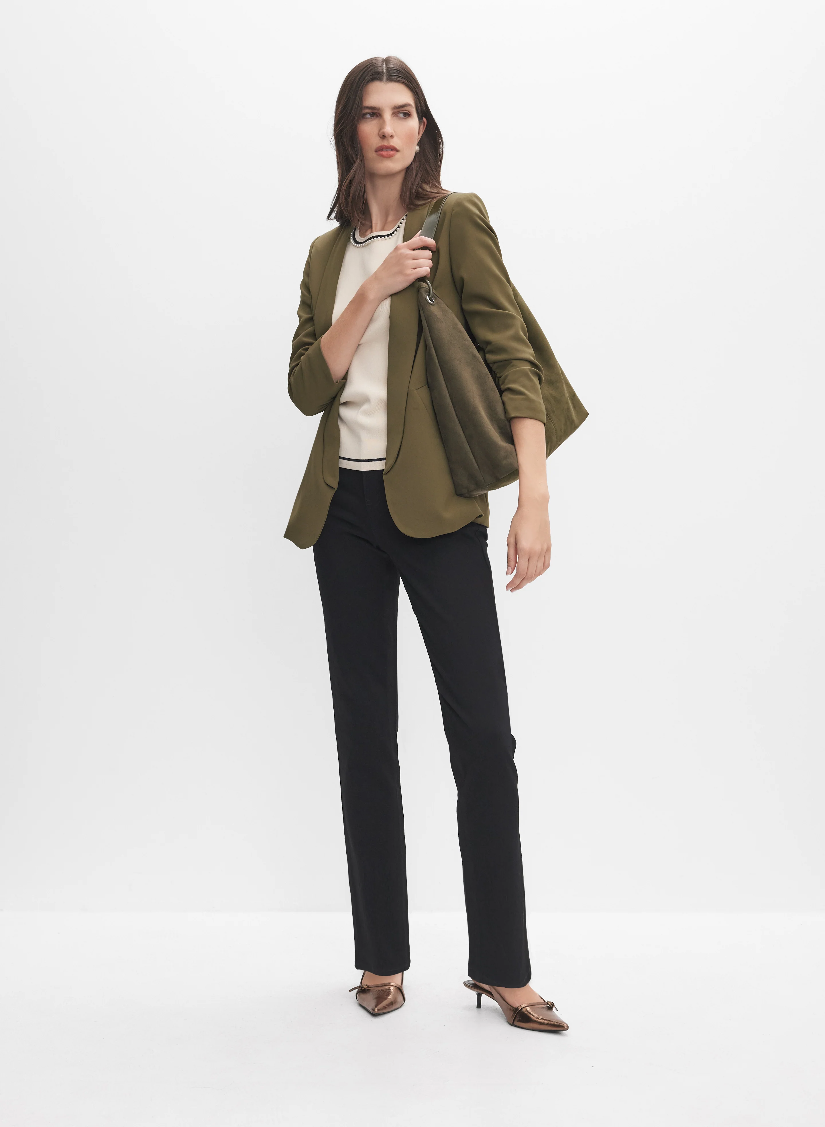 Shawl Collar Blazer & Straight-Leg Jeans