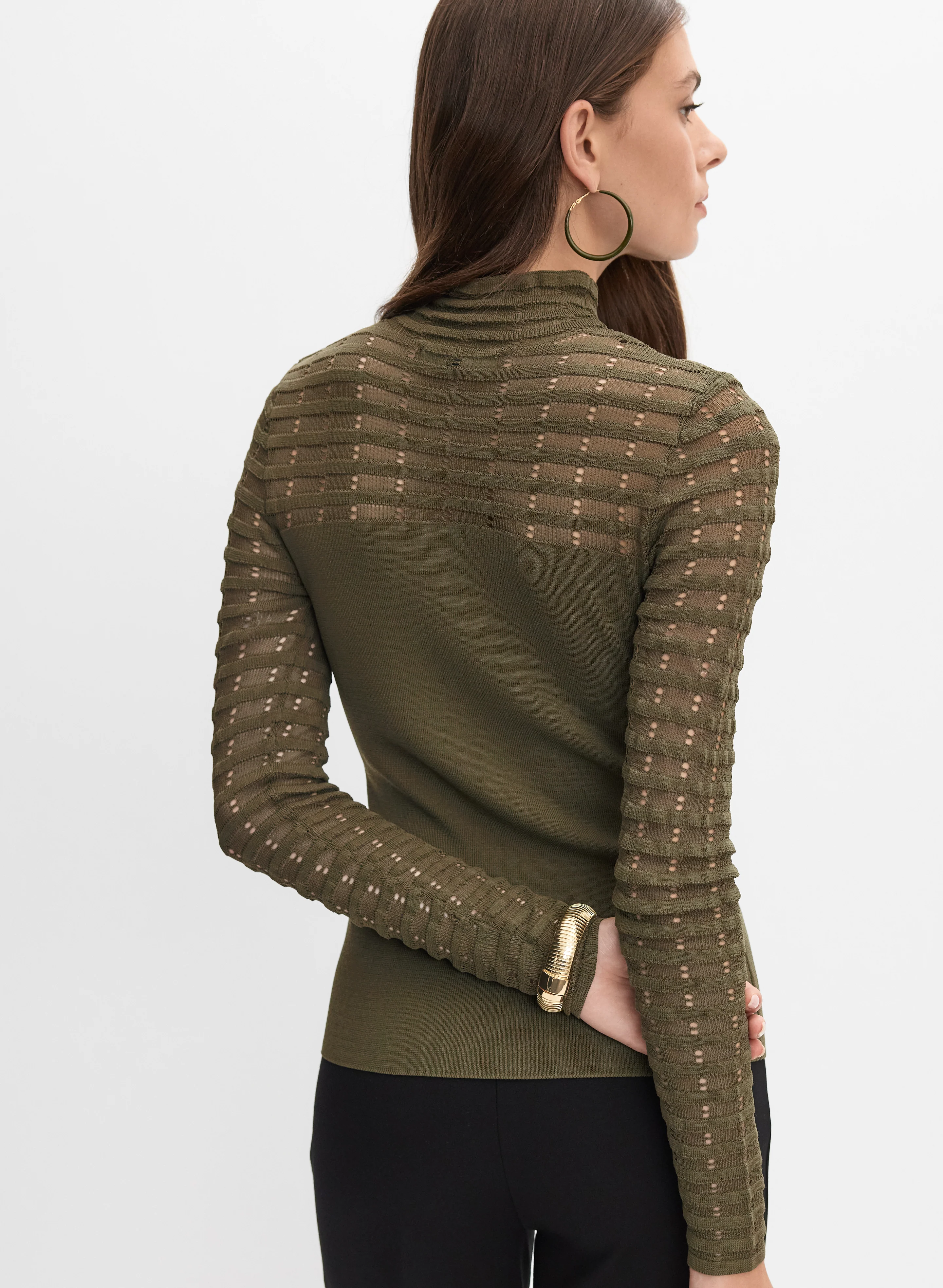 Sheer Striped Detail Sweater - Image 4