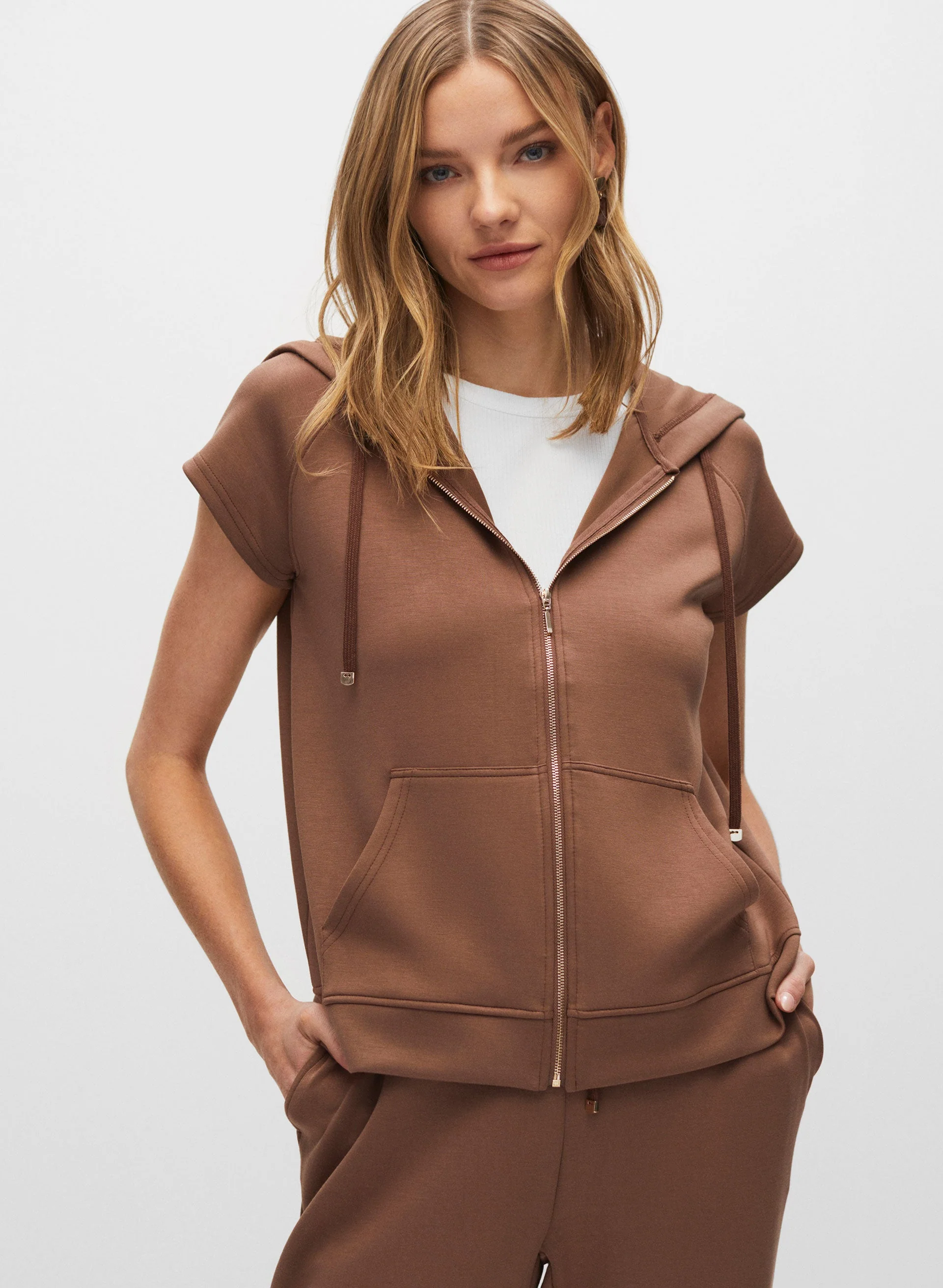 Short Sleeve Zip Front Hoodie - Image 2