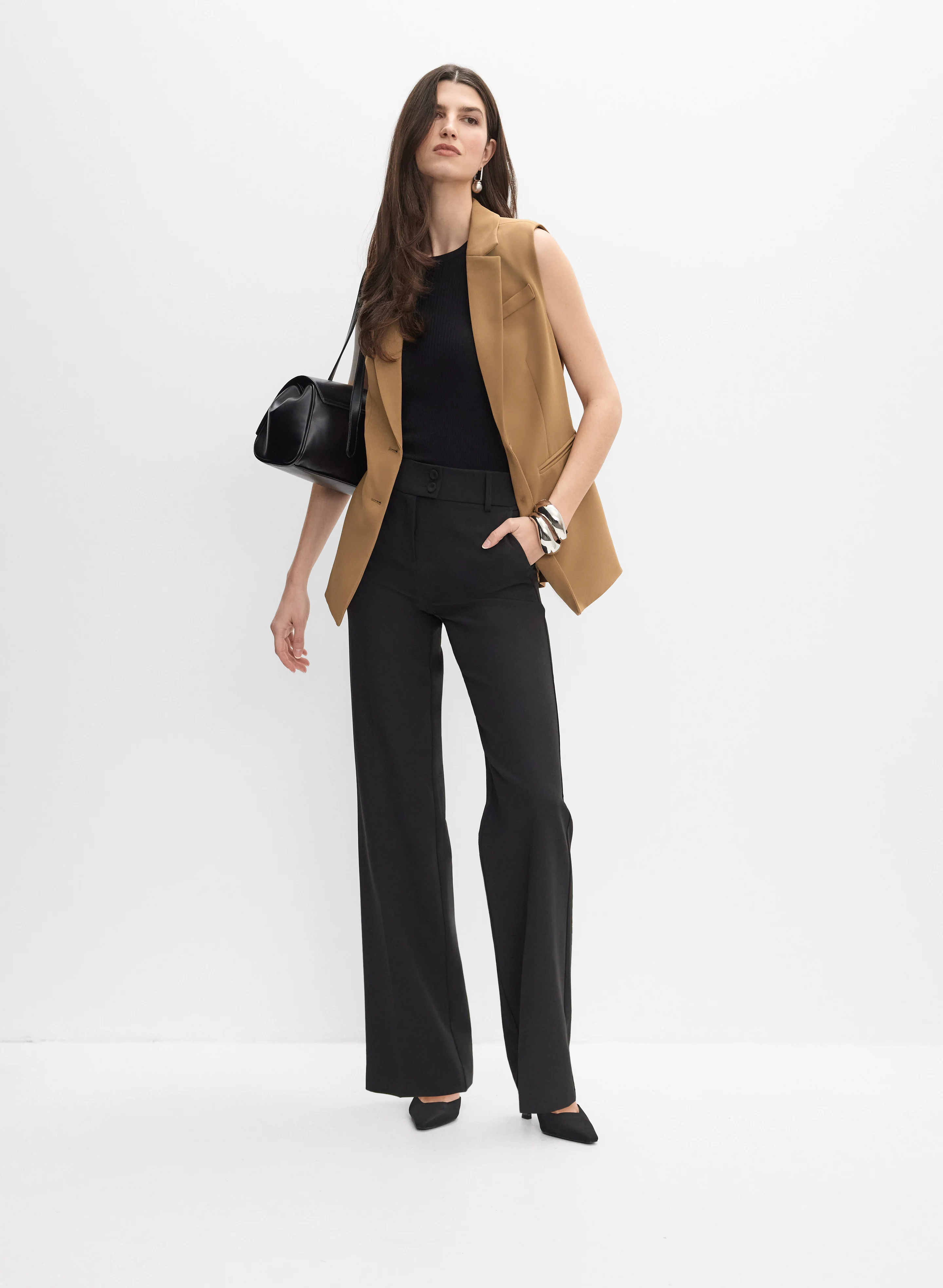 Long Bi-Stretch Vest & Soho Wide-Leg Pants