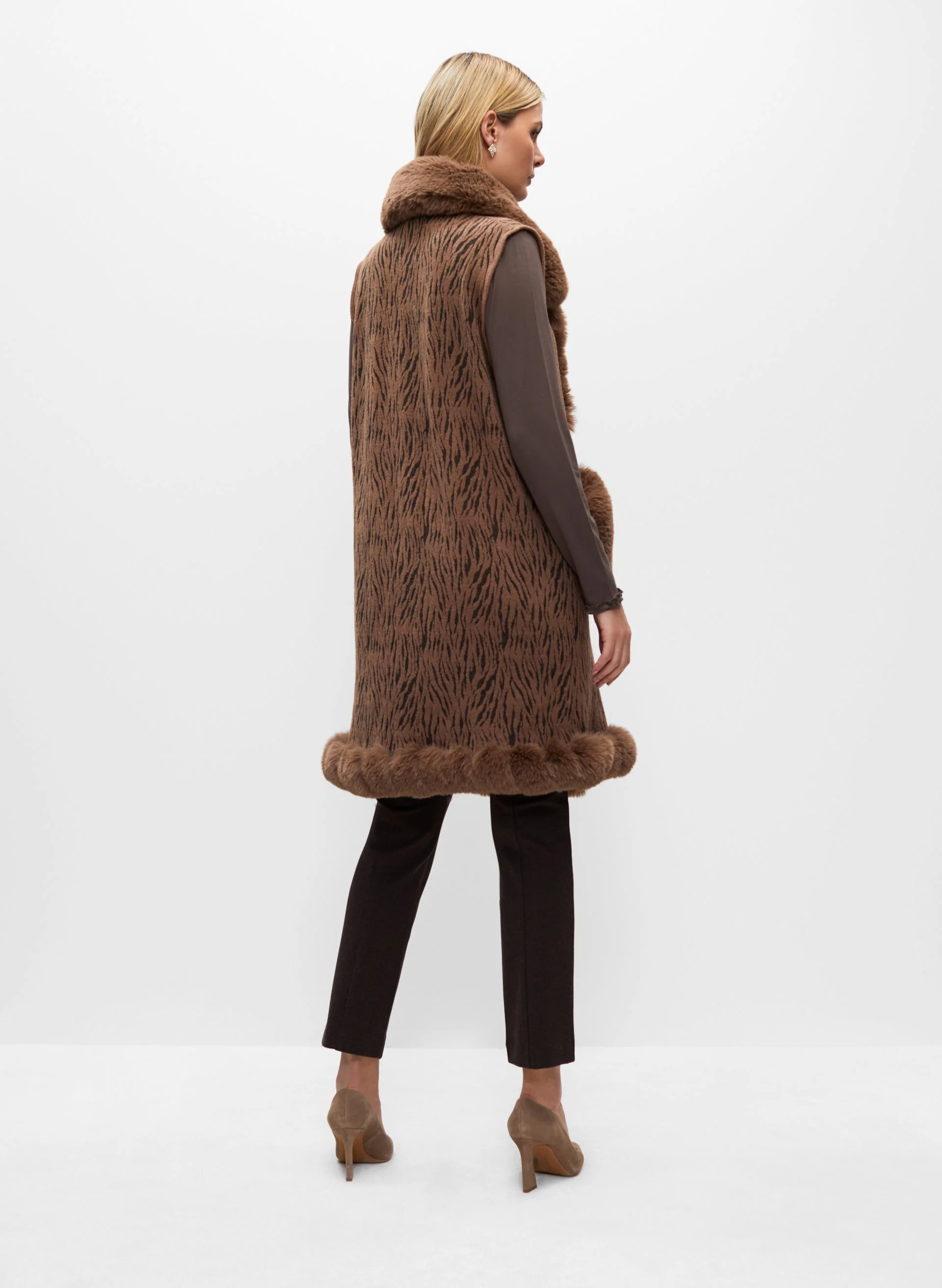 Sleeveless Faux Fur Poncho - Image 2