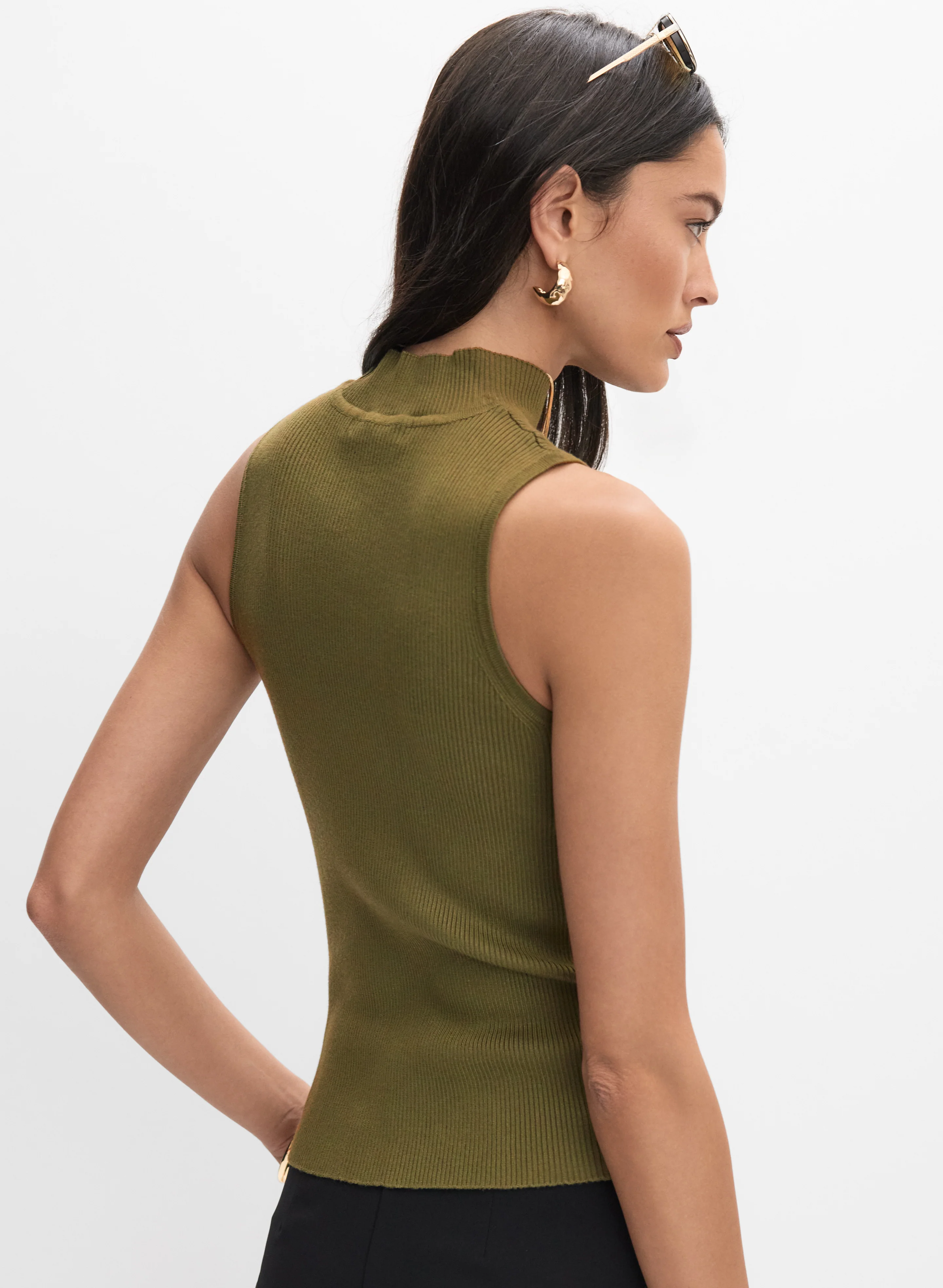 Sleeveless Mock Neck Sweater - Image 4