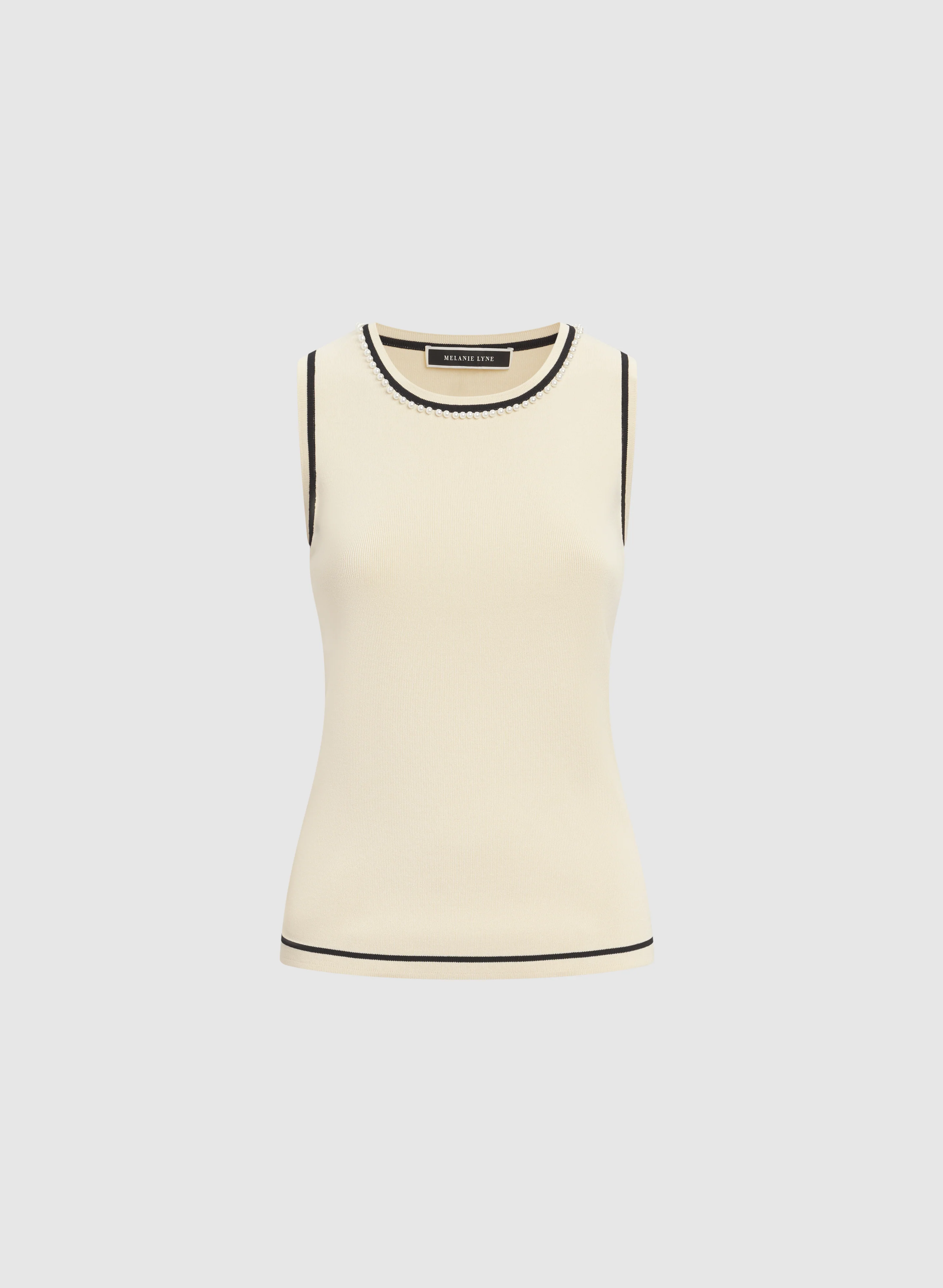 Sleeveless Pearl Trim Sweater - Image 6