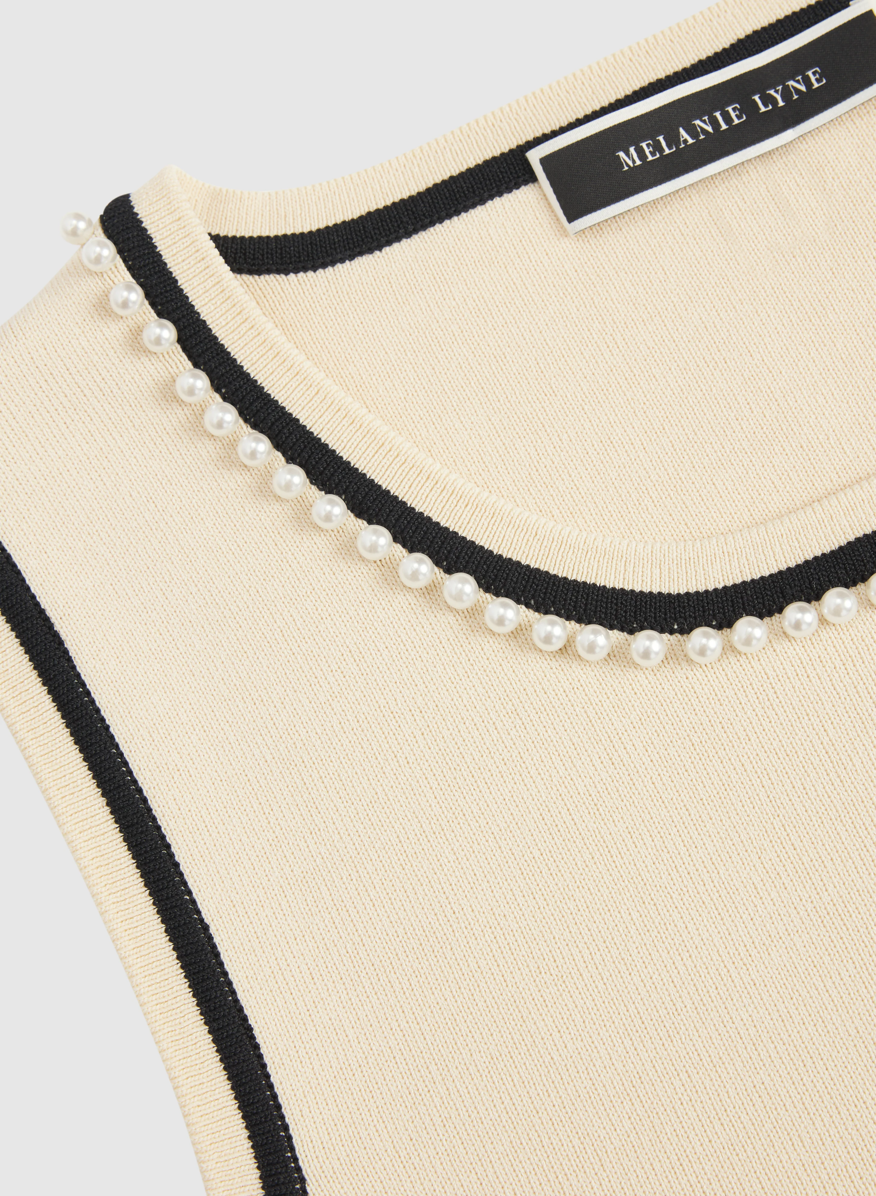Sleeveless Pearl Trim Sweater - Image 7