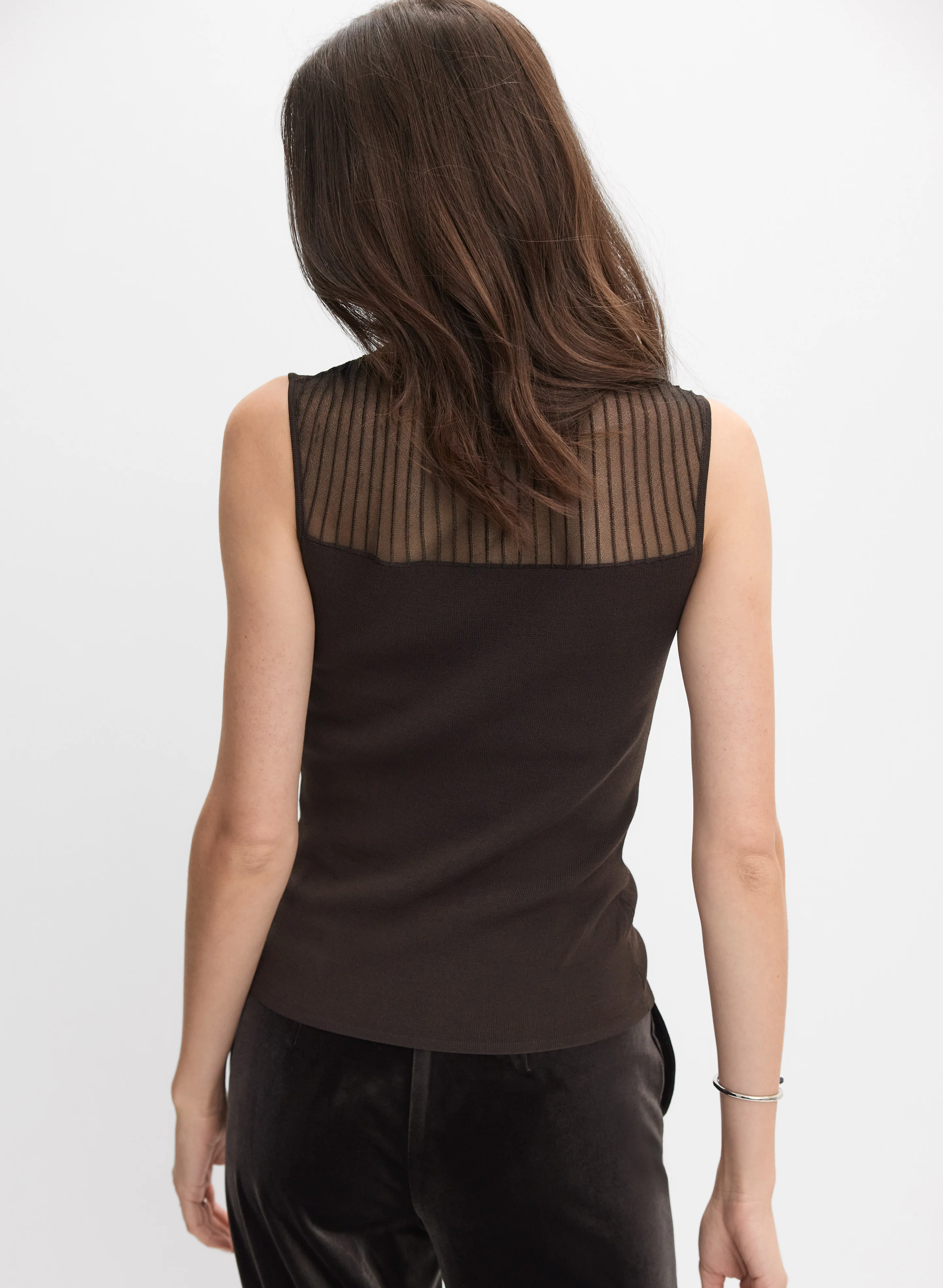 Sleeveless Sheer Yoke Top - Image 4