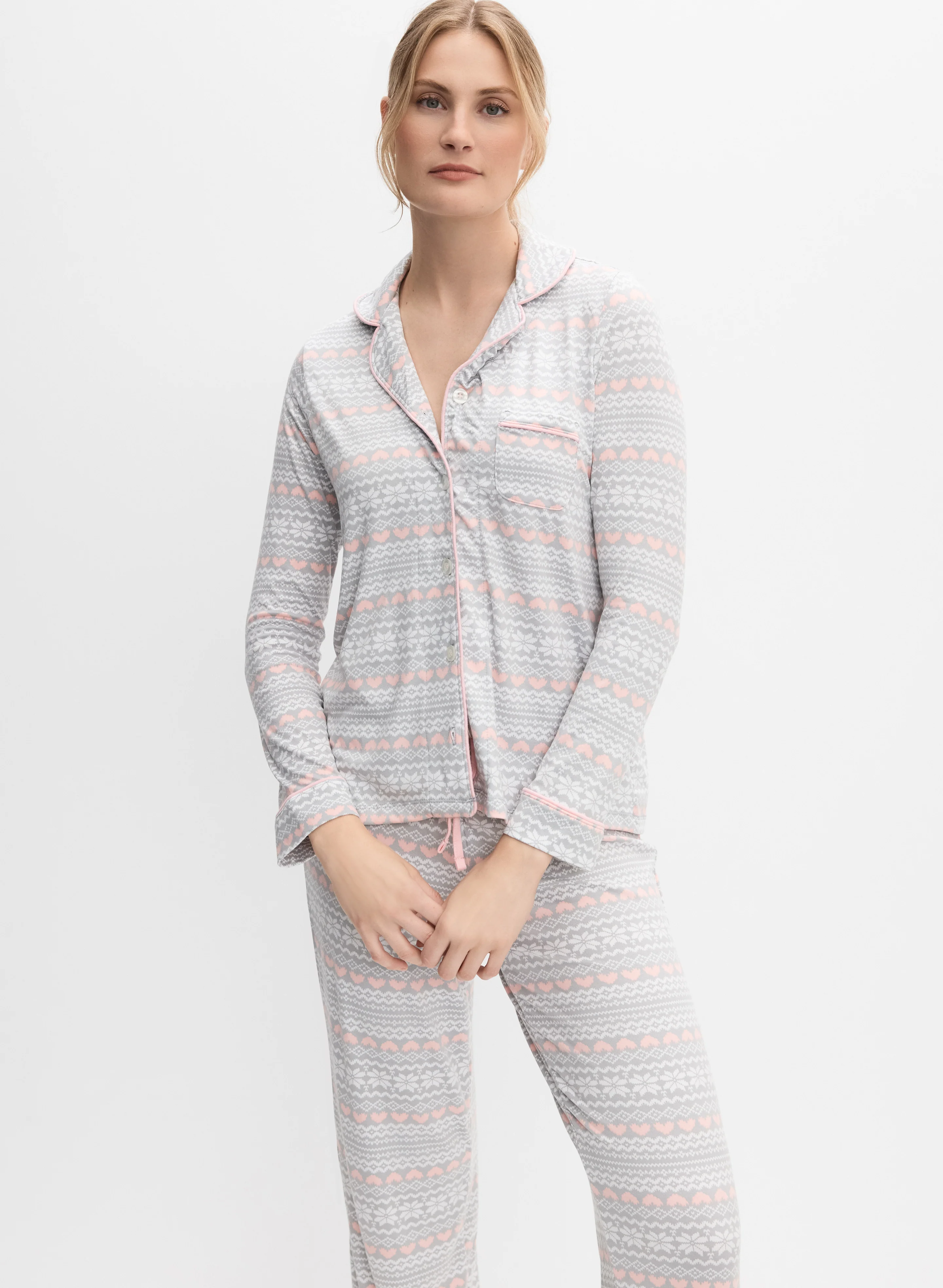 Snowflake & Heart Print Pyjama Set - Image 3