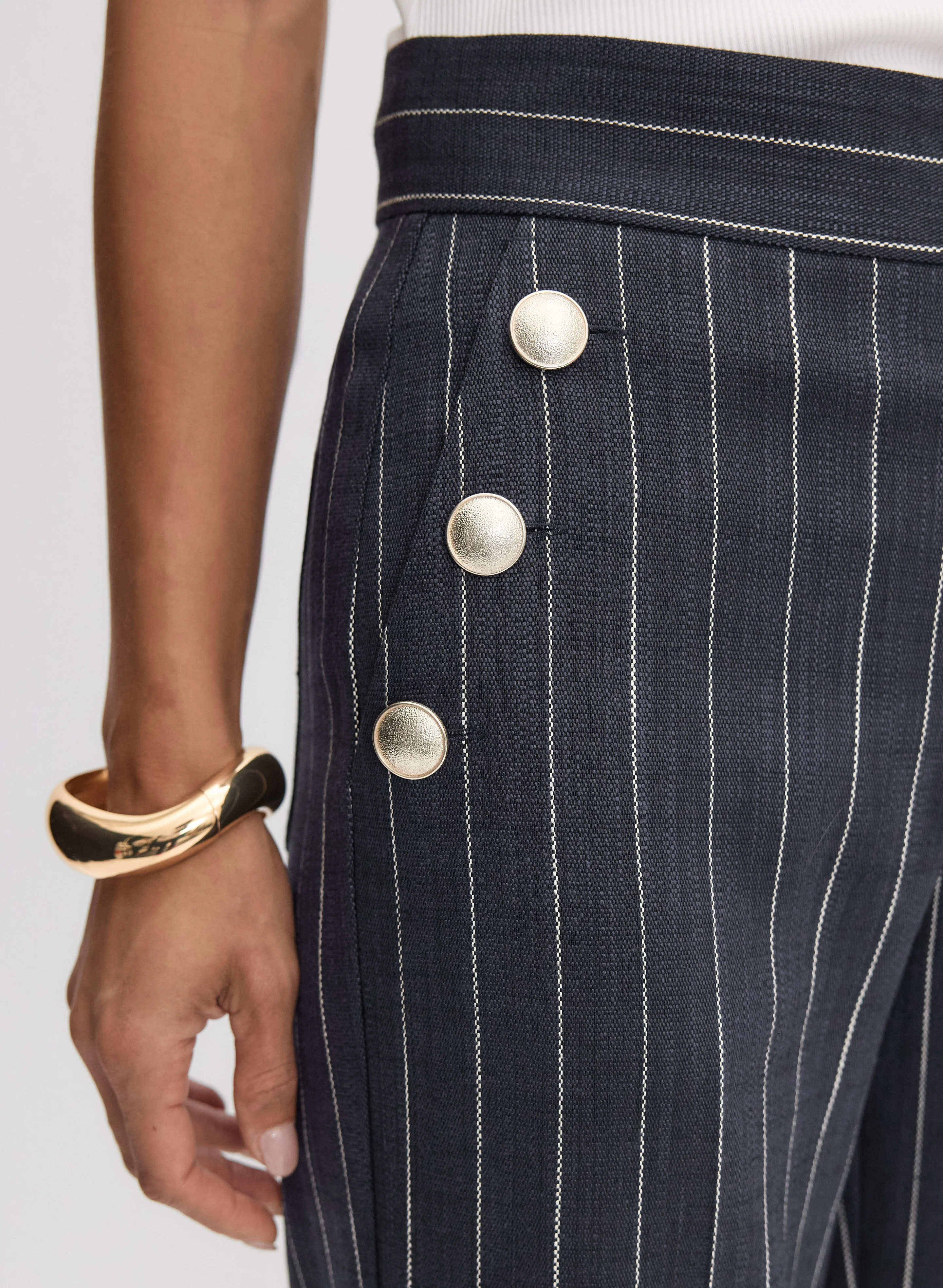 Soho Pinstripe Wide-Leg Pants - Image 4