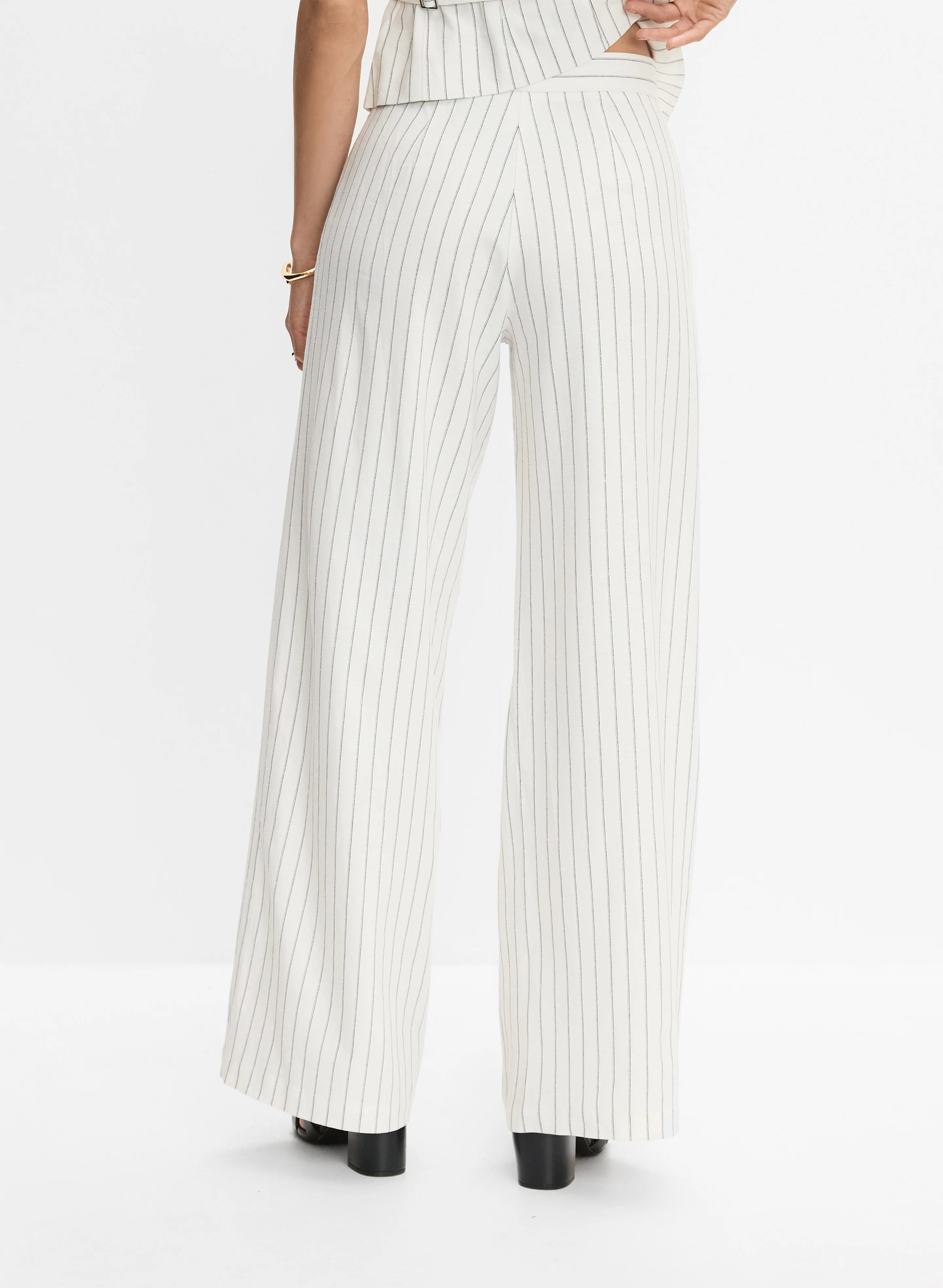 Soho Pinstripe Stretch Linen Pants - Image 2