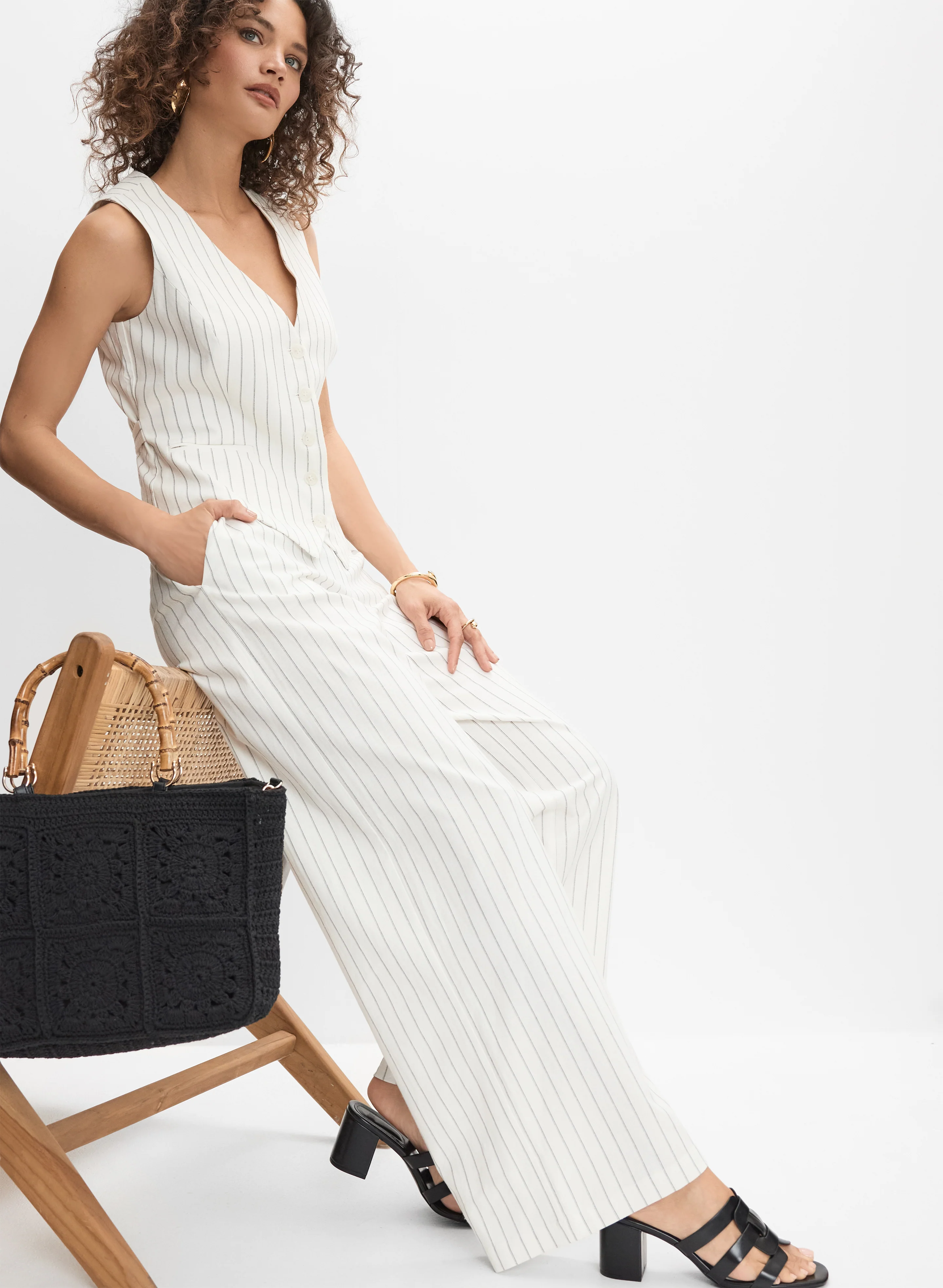 Soho Pinstripe Stretch Linen Pants - Image 5