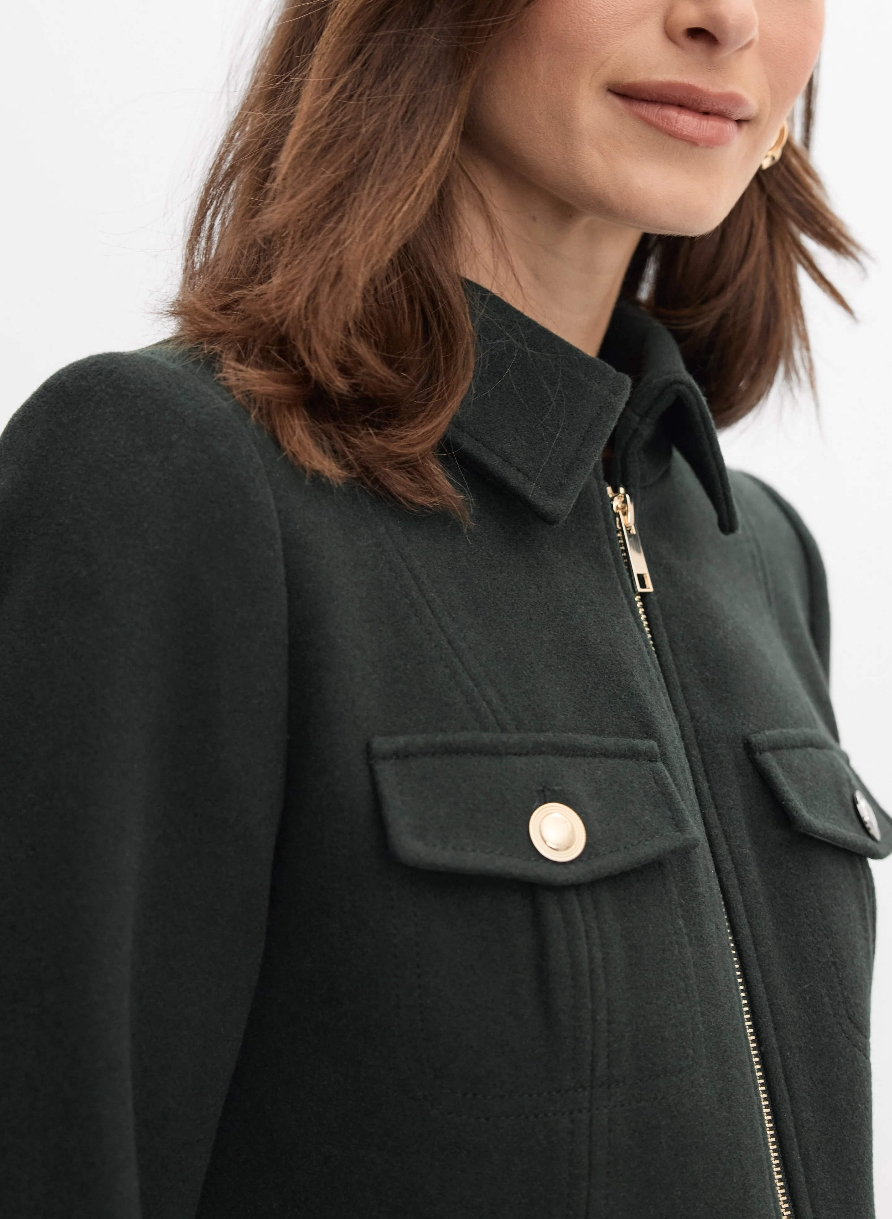 Stretch Wool-Blend Zip Coat - Image 3