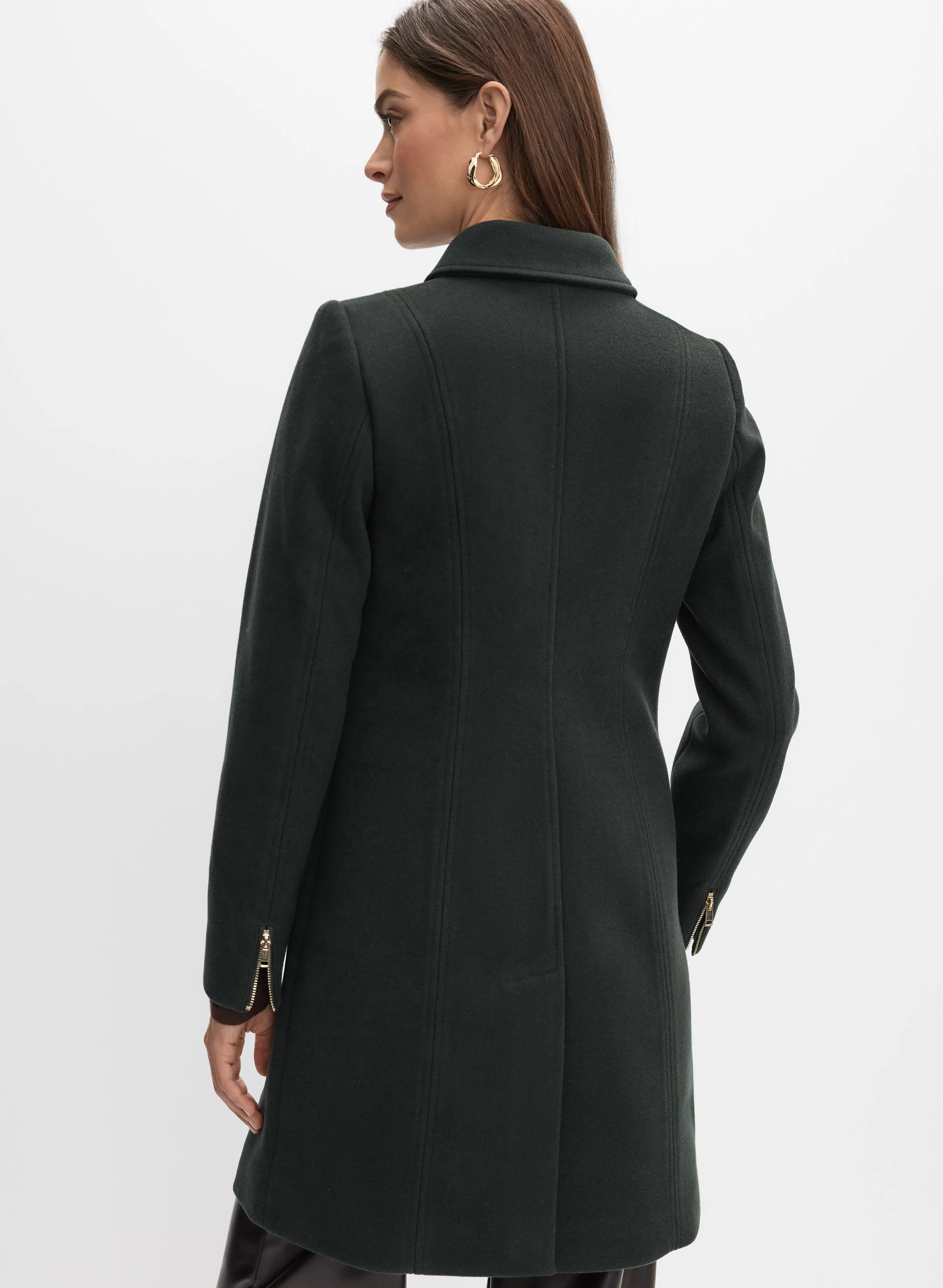 Stretch Wool-Blend Zip Coat - Image 4