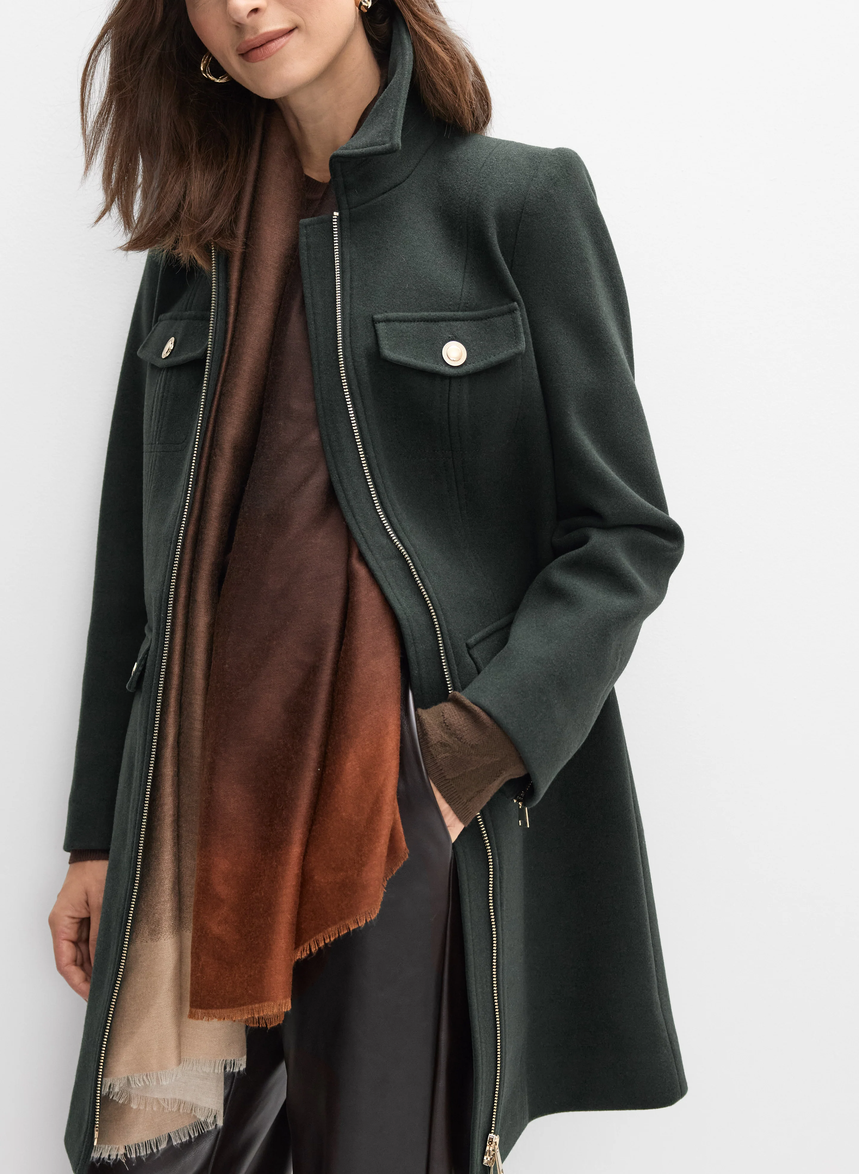Stretch Wool-Blend Zip Coat - Image 7