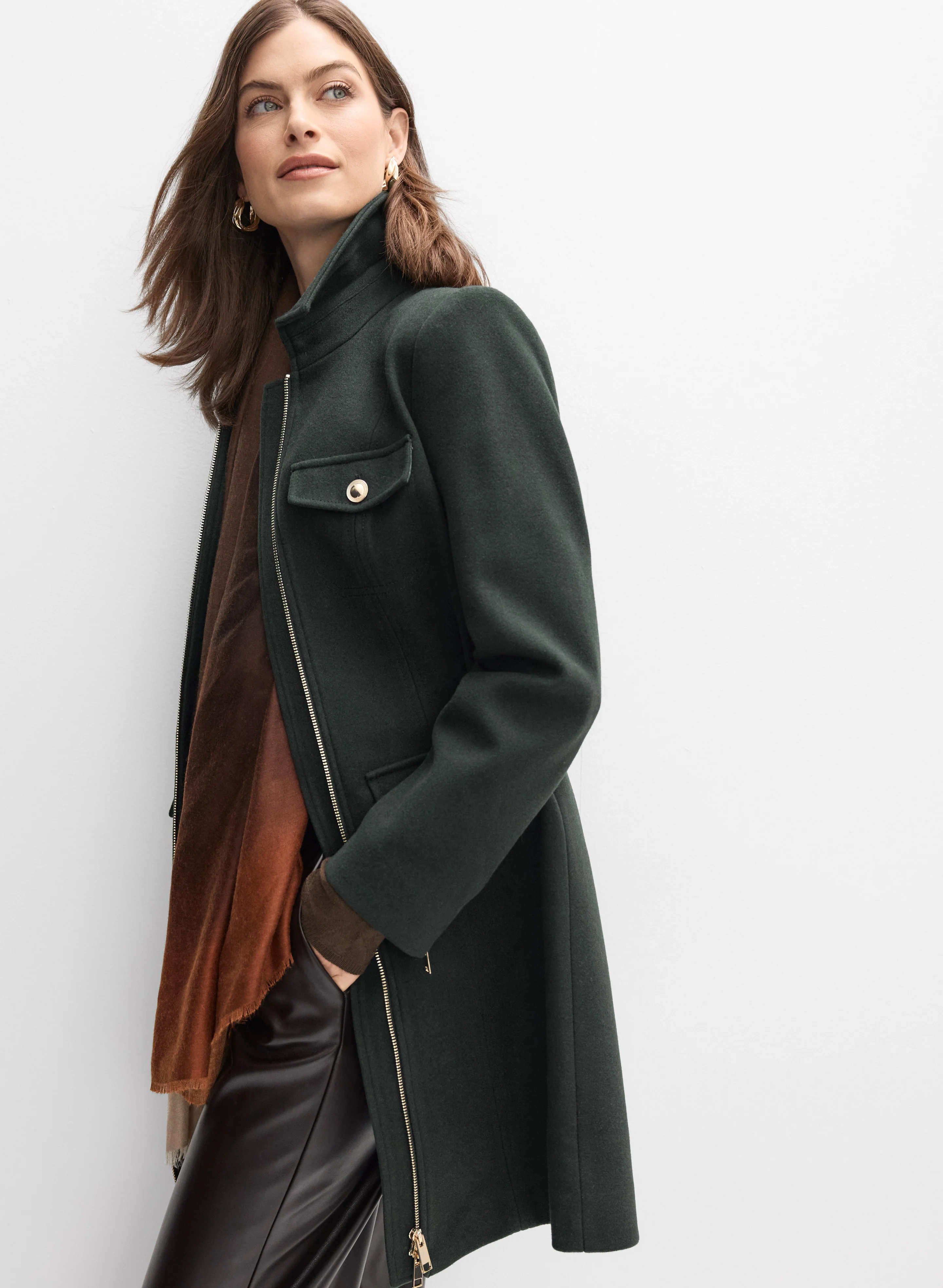 Stretch Wool-Blend Zip Coat - Image 8